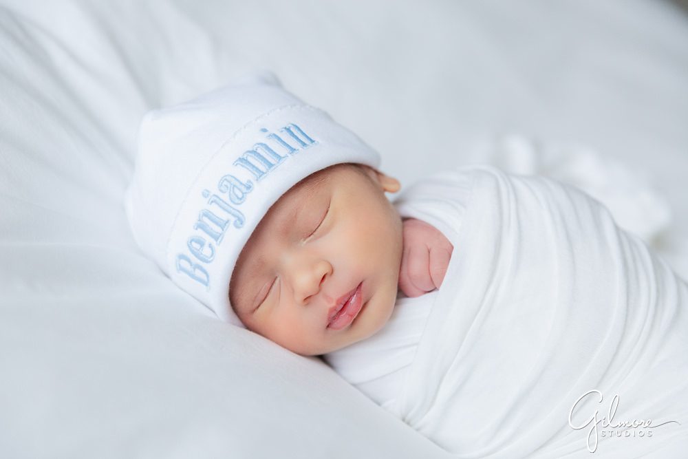 baby boy, beanie, wrapped, Orange County Lifestyle Newborn Photographer
