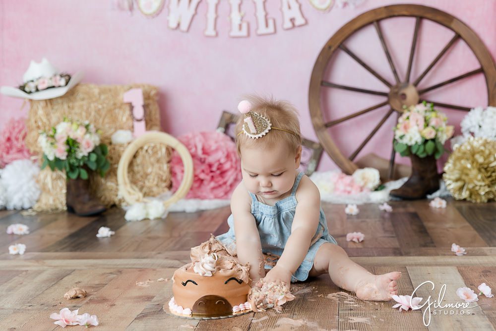 Cowgirl 1st Birthday, background, set, backdrop for girls, one year old, first birthday, country western props for kids