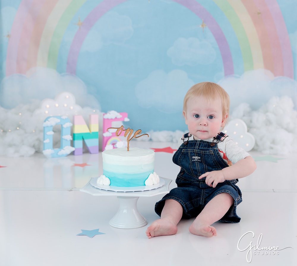 cake smash session for boys, clouds, sky, colorful, first birthday, 1 year old