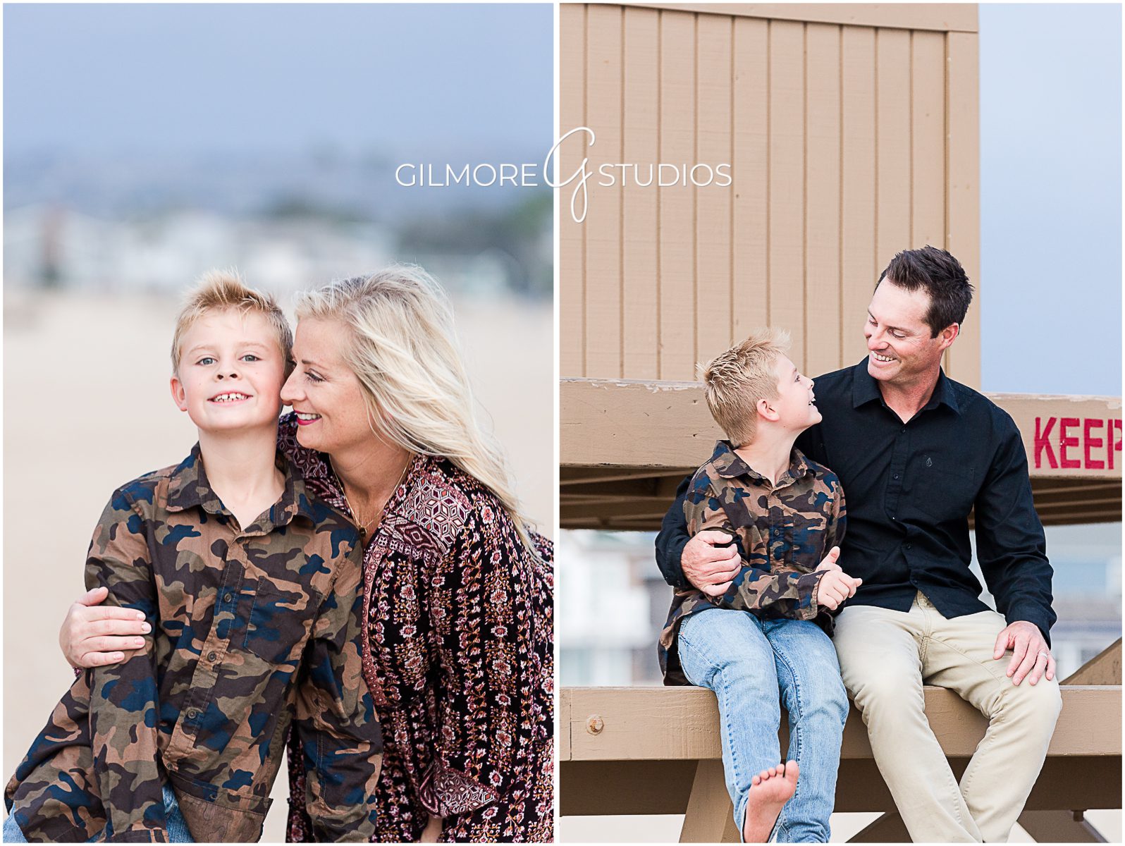 Family Photos at the Beach, Newport, Orange County, portrait session, lifeguard tower, dog, kids, children