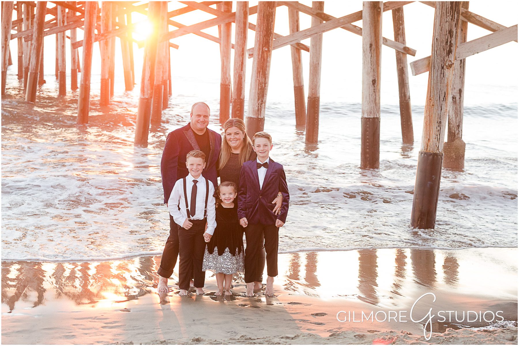 Formal Family Portrait, sunset, outfits, black tie, kids, children, summer, orange county, Newport Beach photographer