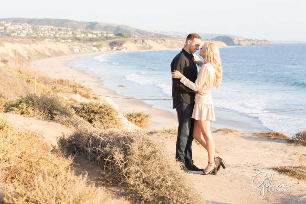 Crystal Cove Engagement Photography Session, Newport Beach, cute short dress, outfit, outfits, skirt, Orange County wedding photographers, Gilmore Studios, cottages, newport coast, ocean view, beach