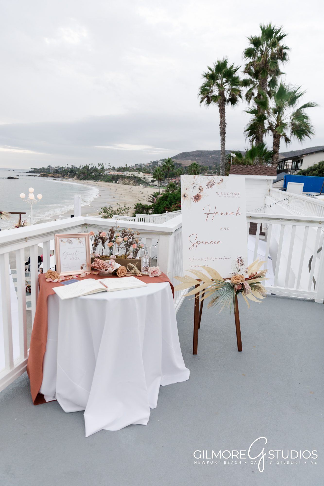 Occasions at Laguna Village wedding photography Laguna Beach, CA wedding venue - Gilmore Studios - guest book table - ocean view