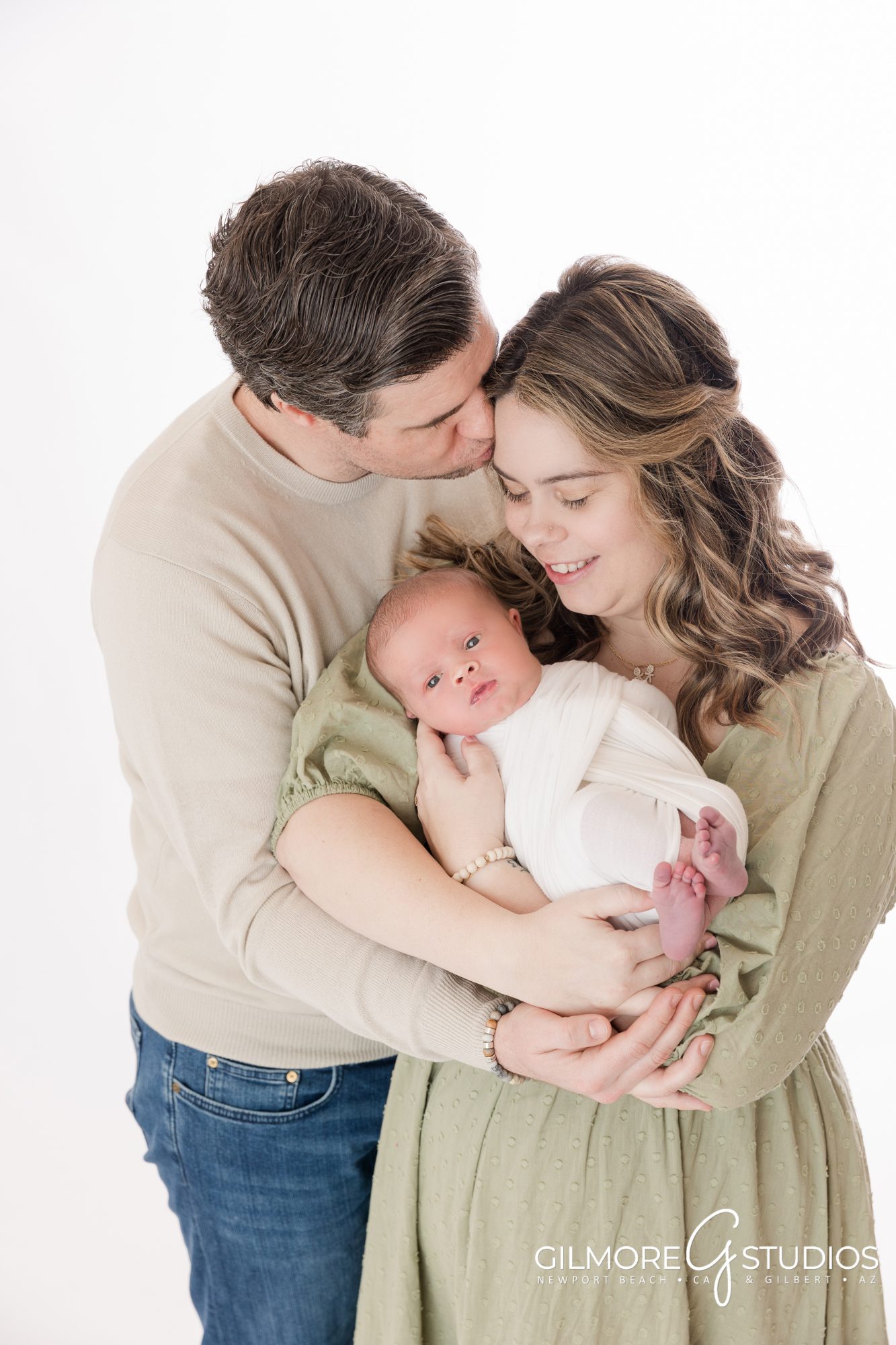 Gilbert Newborn Photographer, family portrait with baby, baby studio in Gilbert, AZ - Chandler, Queen Creek, Scottsdale, Professional Newborn Photography Studio, family session with toddler and newborn baby boy, mother and father holding baby