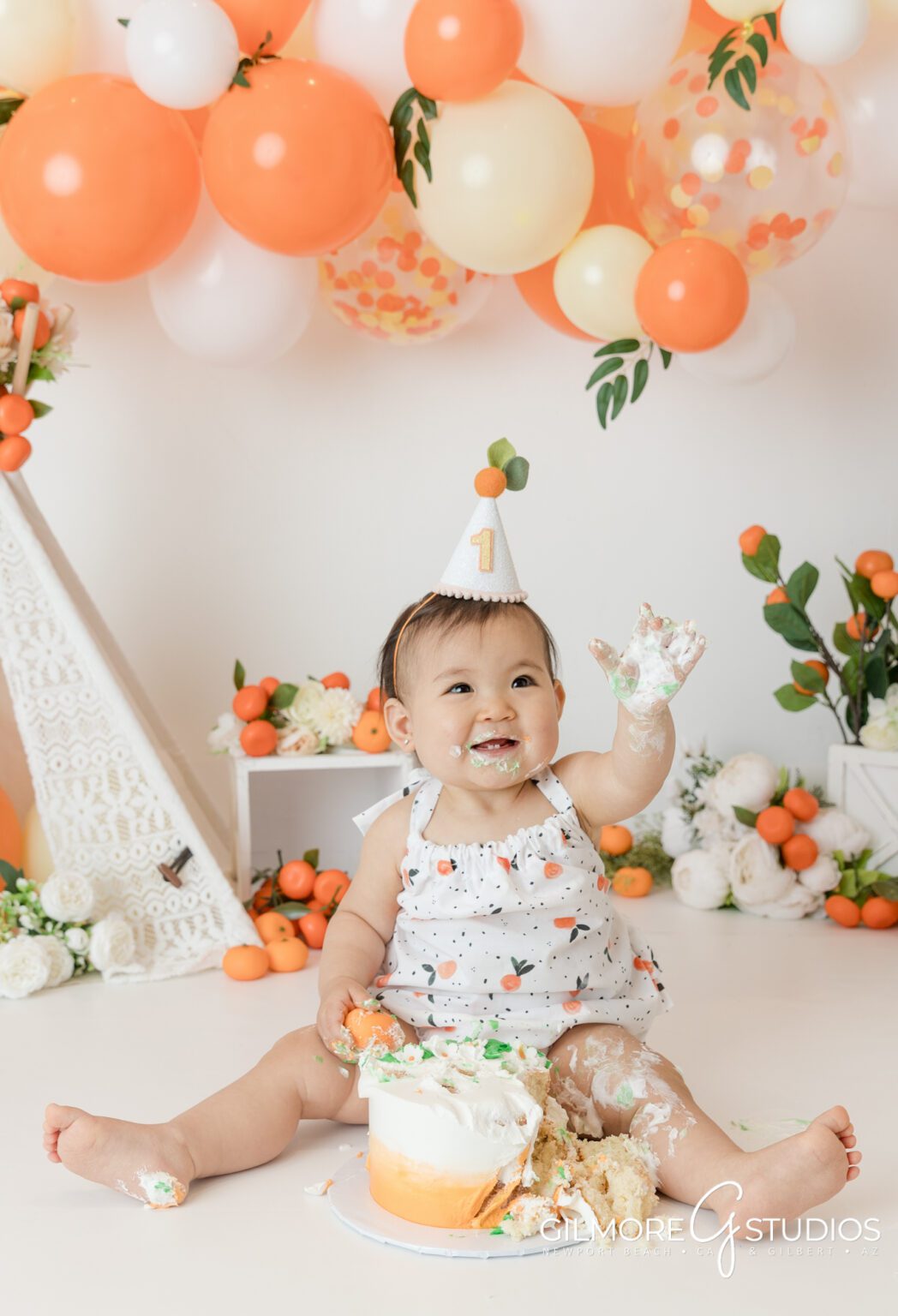 Little Cutie Cake Smash Studio Session First Birthday Gilmore