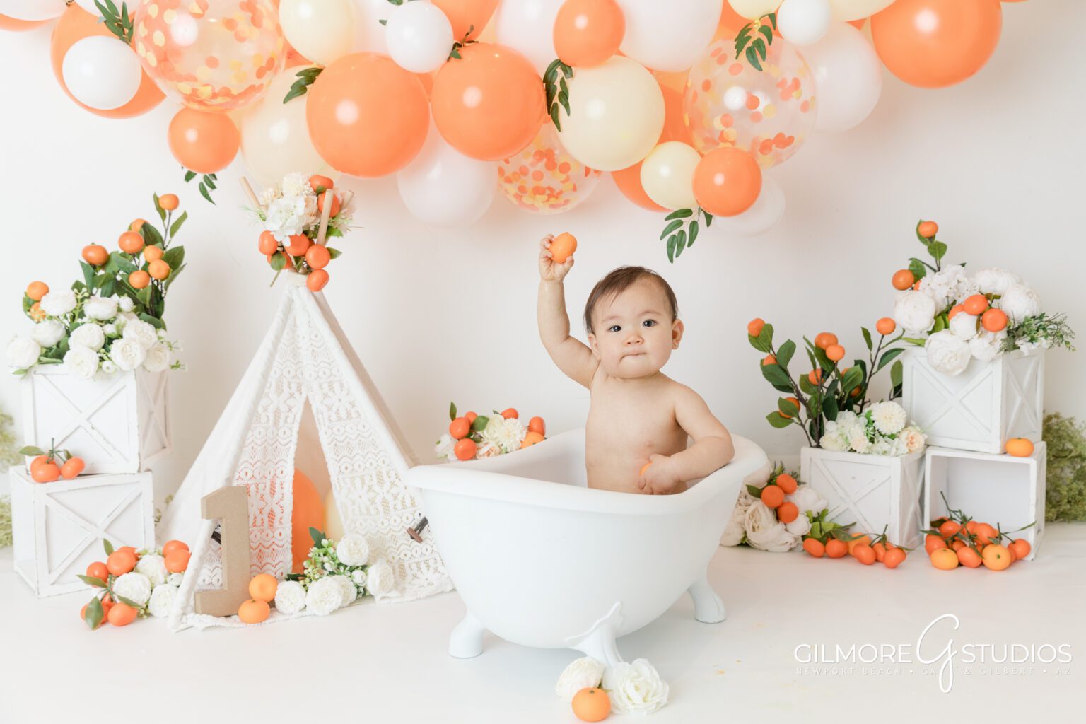 Little Cutie Cake Smash Studio Session First Birthday Gilmore