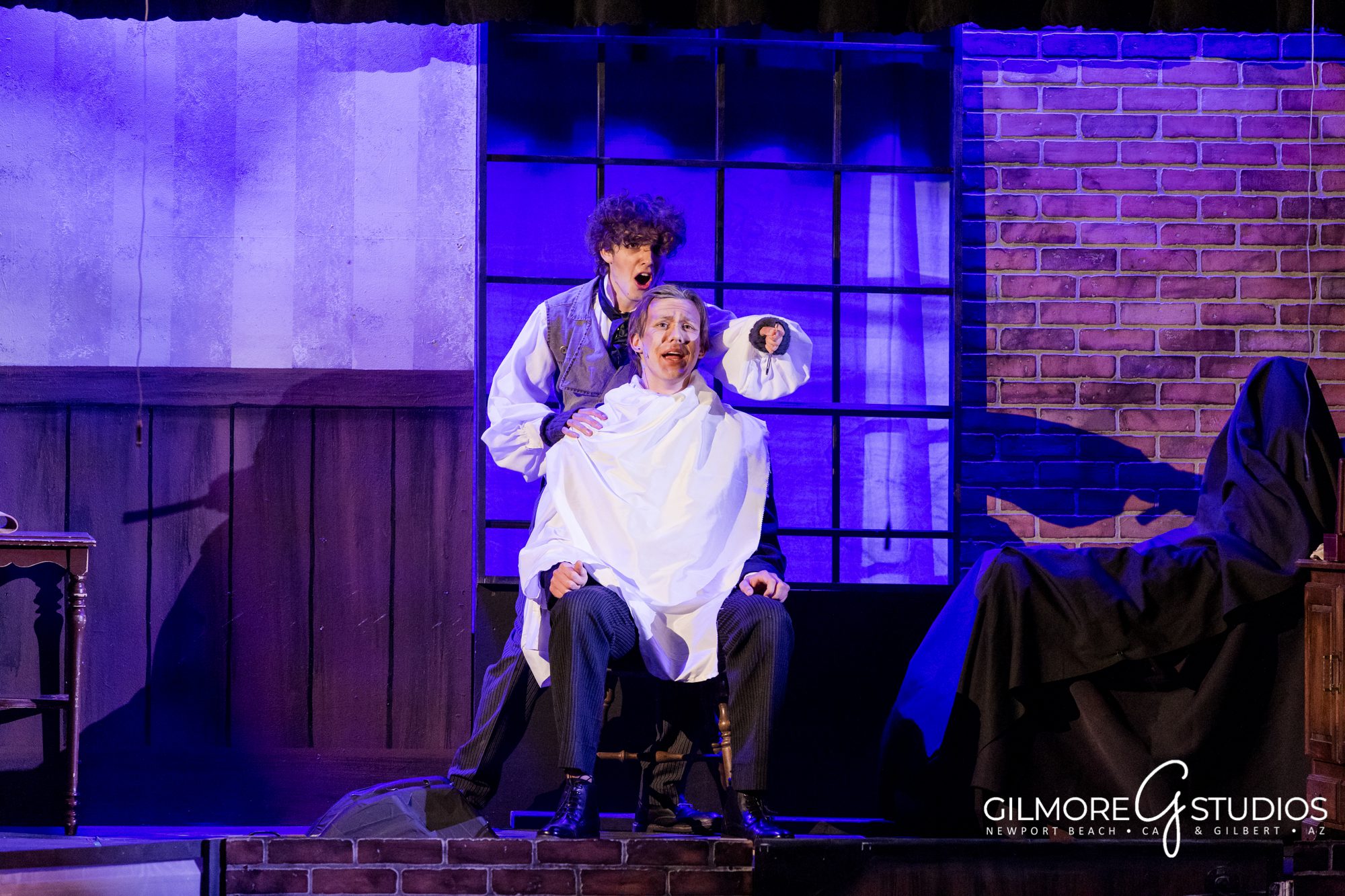 Sweeney Todd, theater, musical, performing arts, acting, actor, actress, stage, set, lighting, photography, Gilbert performing arts photographer, Orange County performing arts photography, Braver Players play company, youth theater, community theaters