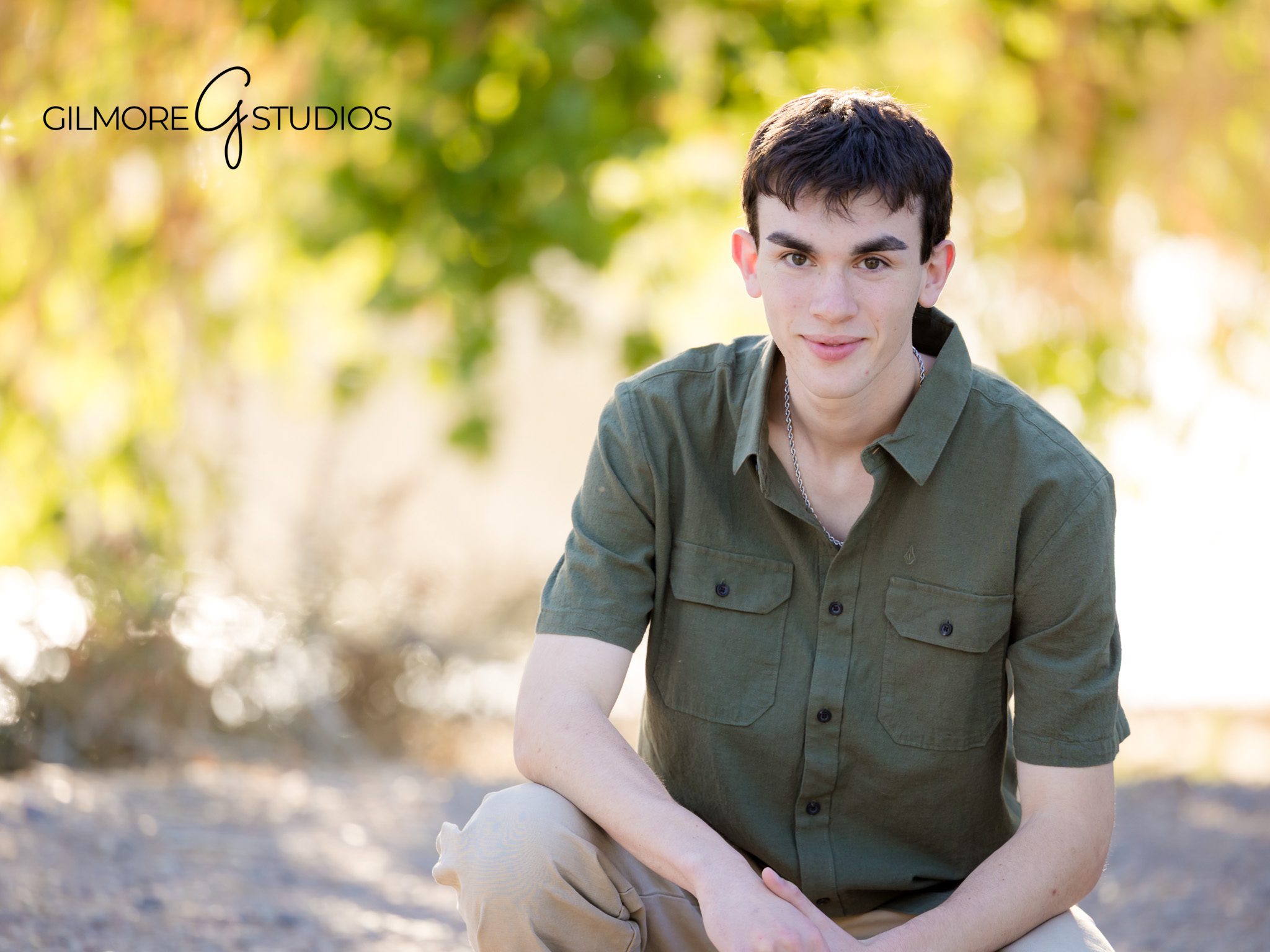 Outdoor Senior Photography,
Arizona Photographer, High School Senior, Senior Portrait Photography, Gilbert Senior Photographer, Green Dress Shirt, Senior Basketball Player, Casual Dress, white shoes sneakers, golden hour, waterfall, park, field