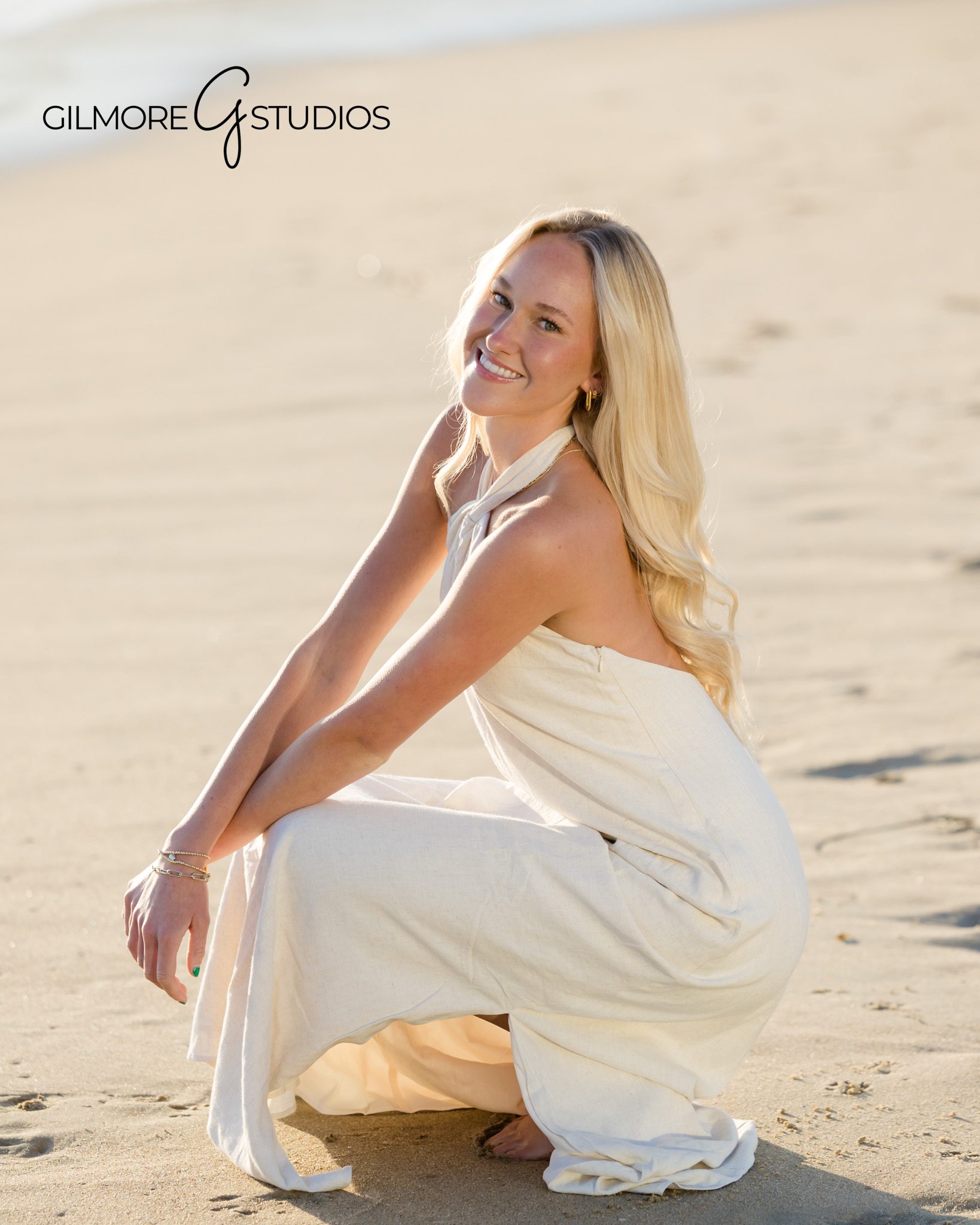 white dress, laguna beach, newport beach, blue ocean, surf, waves, sunset, rocks, rocky beach, model, high school senior, reflection, bare feet, golden hour