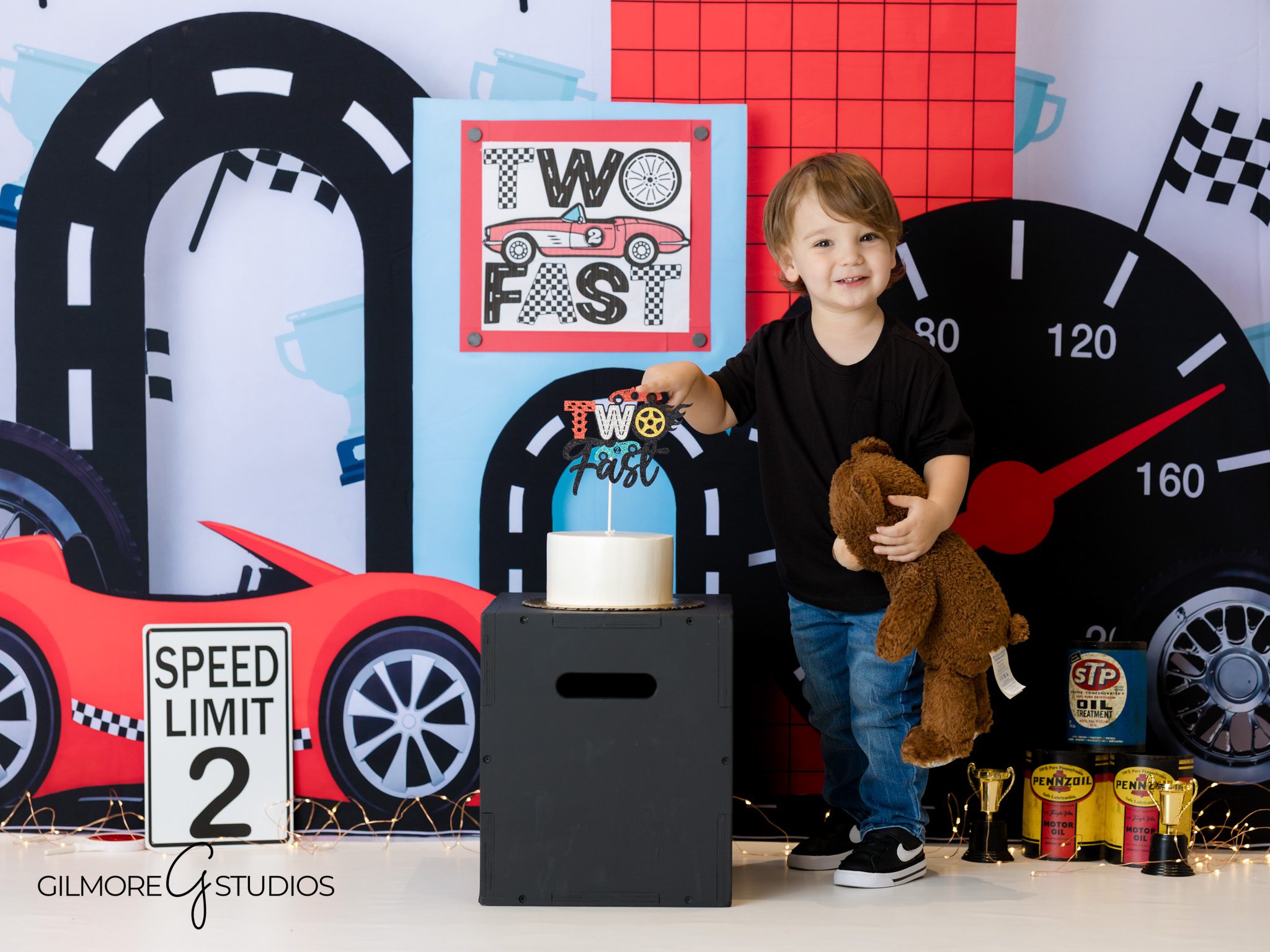 Two Fast car birthday photos, toddler boy portrait session, second birthday photography ideas