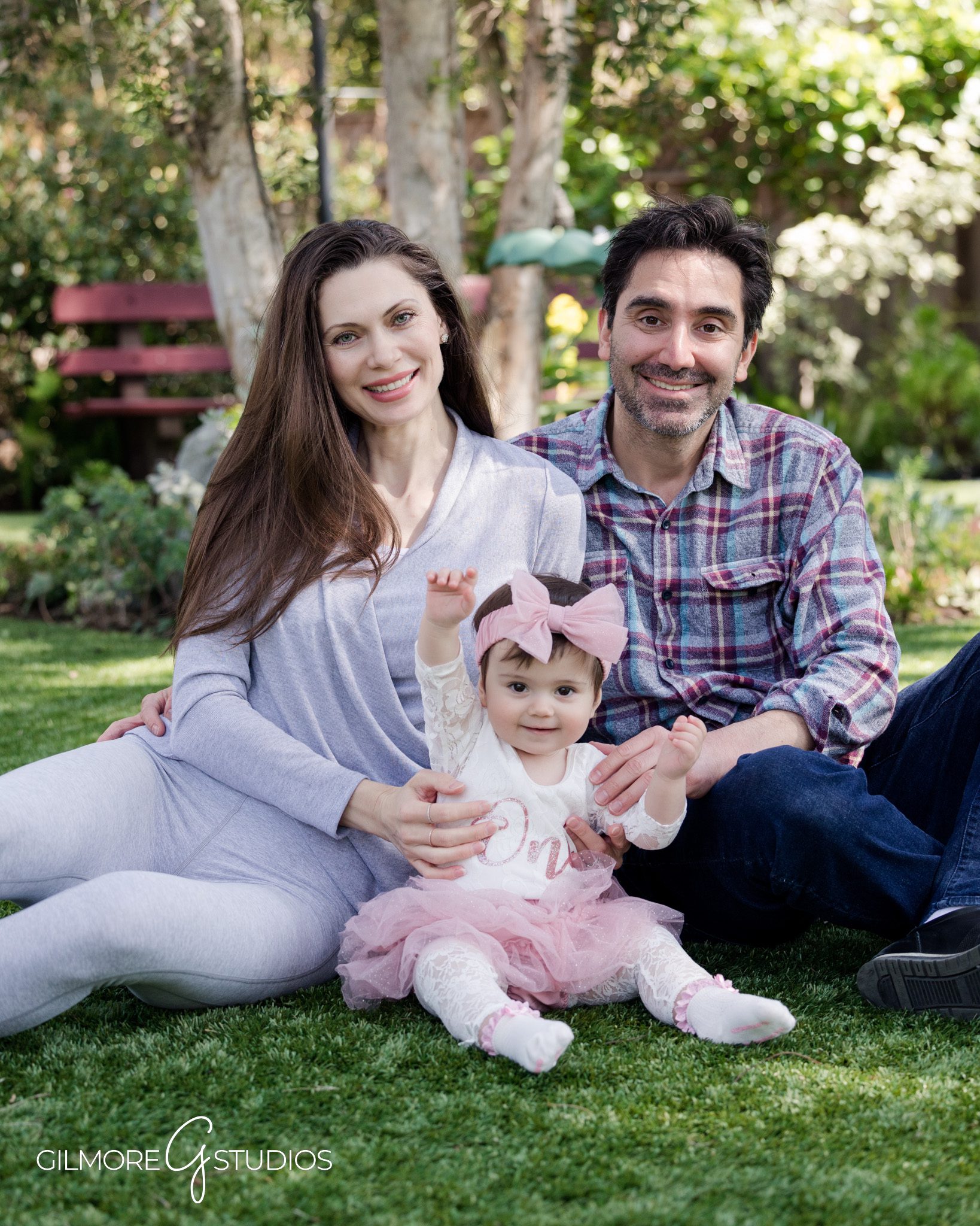 Family Portrait, First Birthday Photo, Garden Setting Birthday