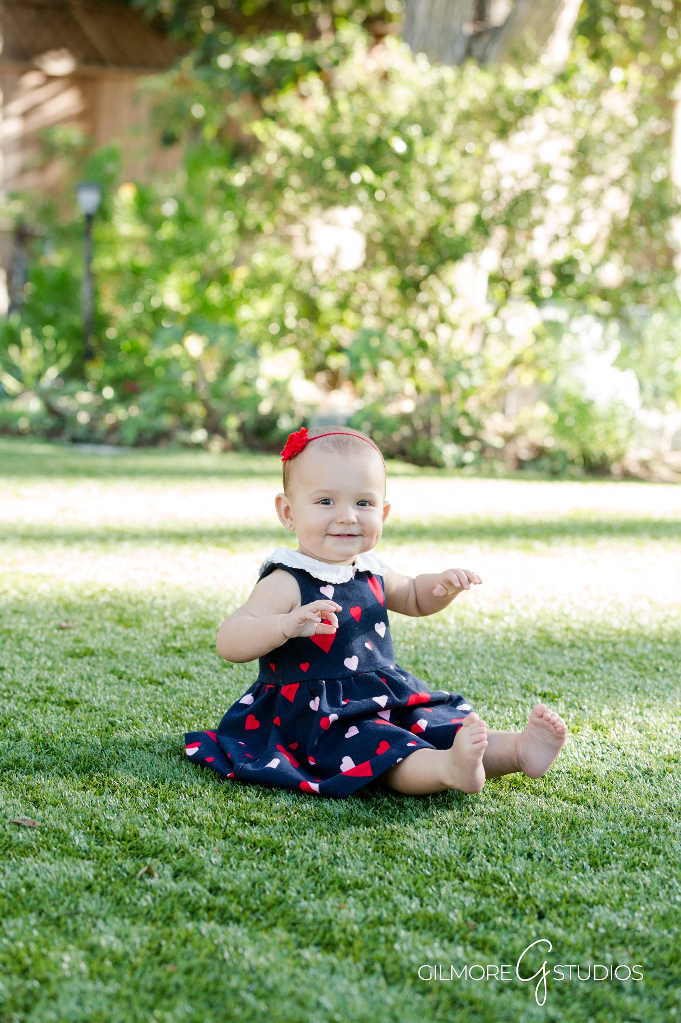 Sitting Baby Milestone – Heart-Themed Photo – Pink and Red Colors
