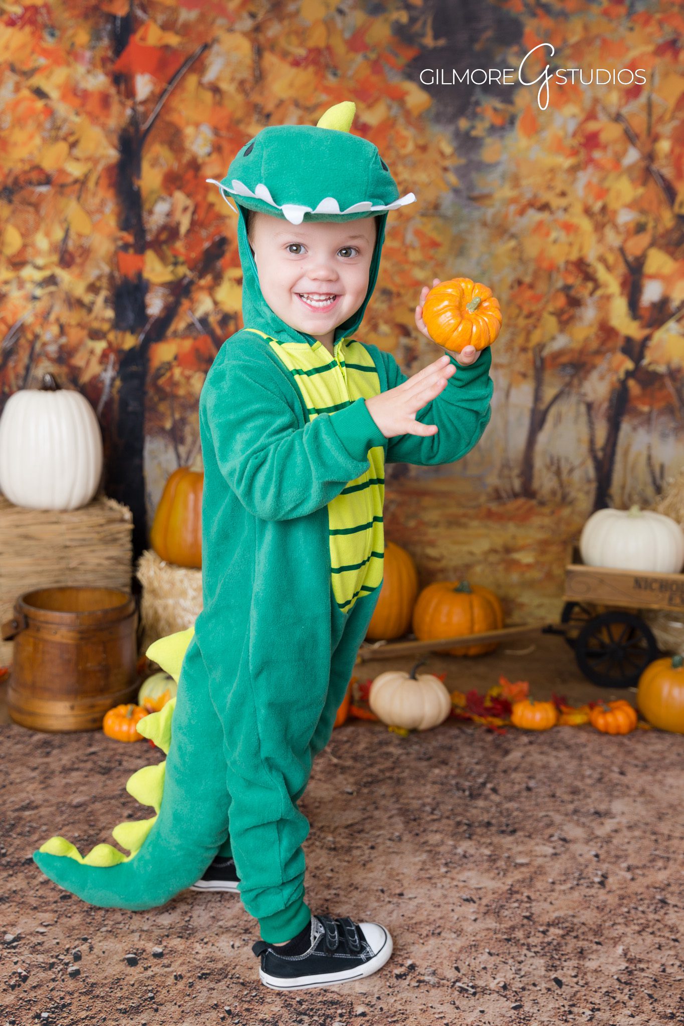 Toddler fall photos – soft blankets and crates – studio shoot
