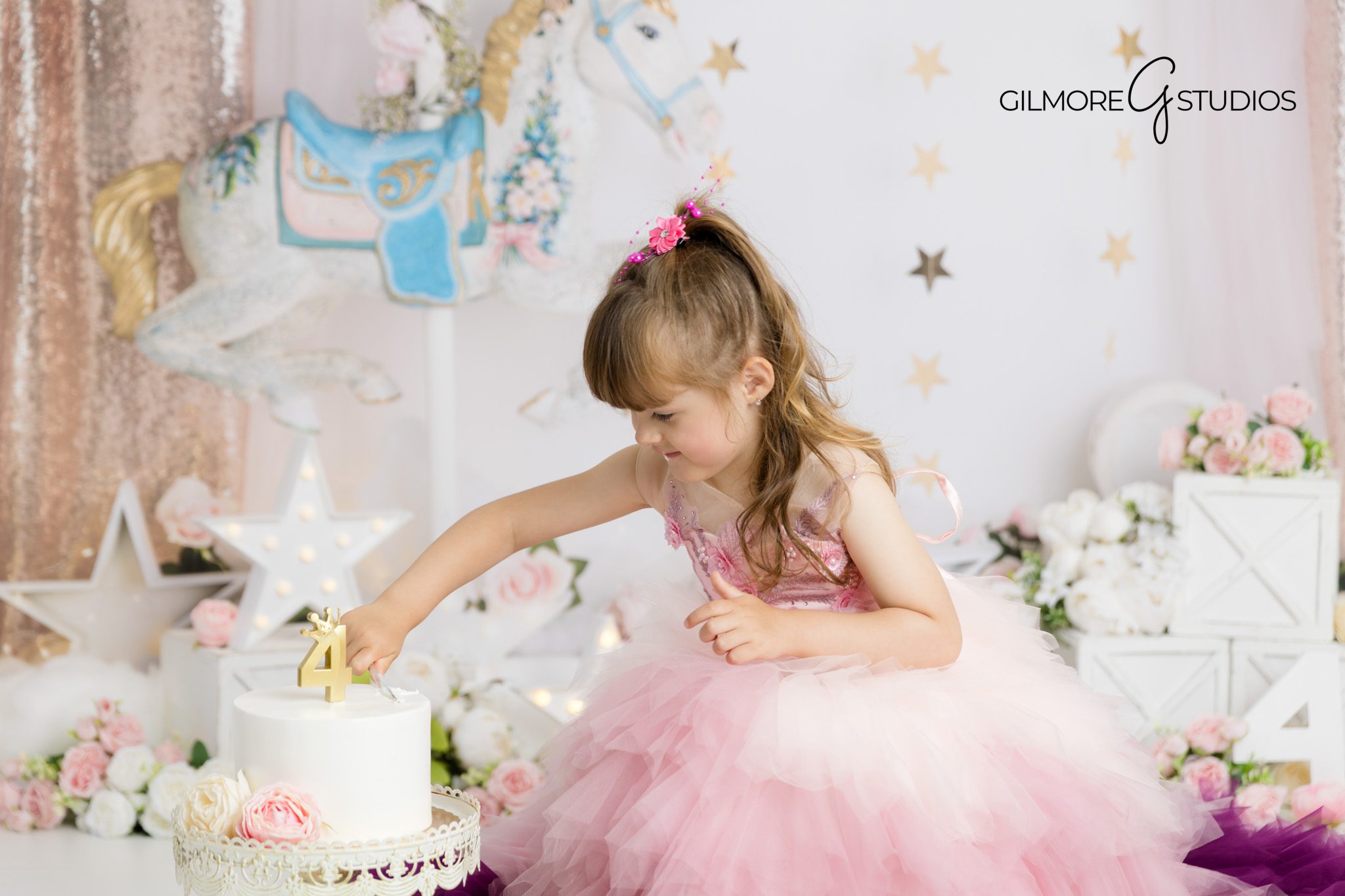 Girl carousel birthday photo studio

