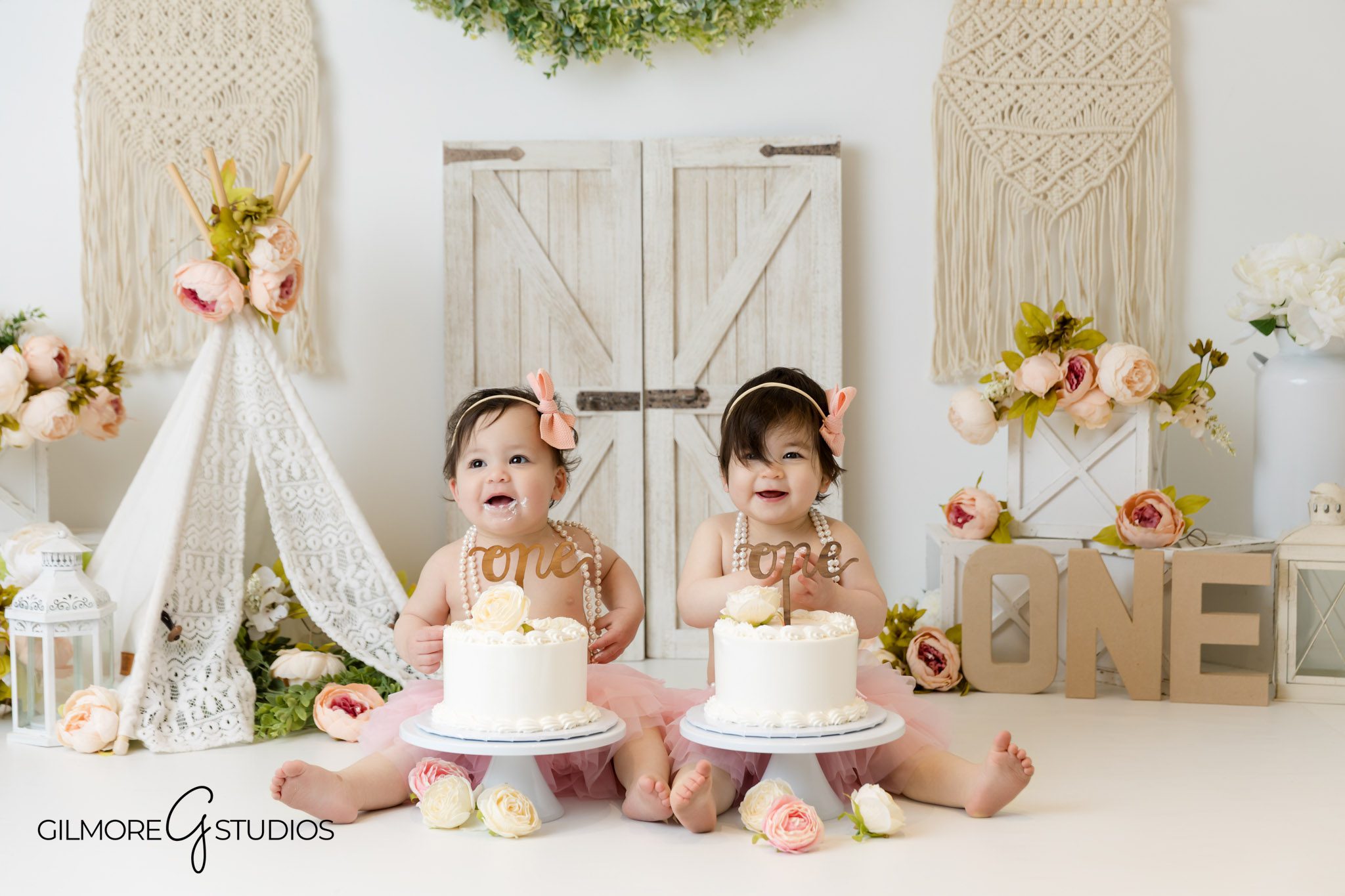 Boho doors cake smash photographer in Newport Coast first birthday portraits, Boho doors cake smash photography session Newport Coast milestone portraits