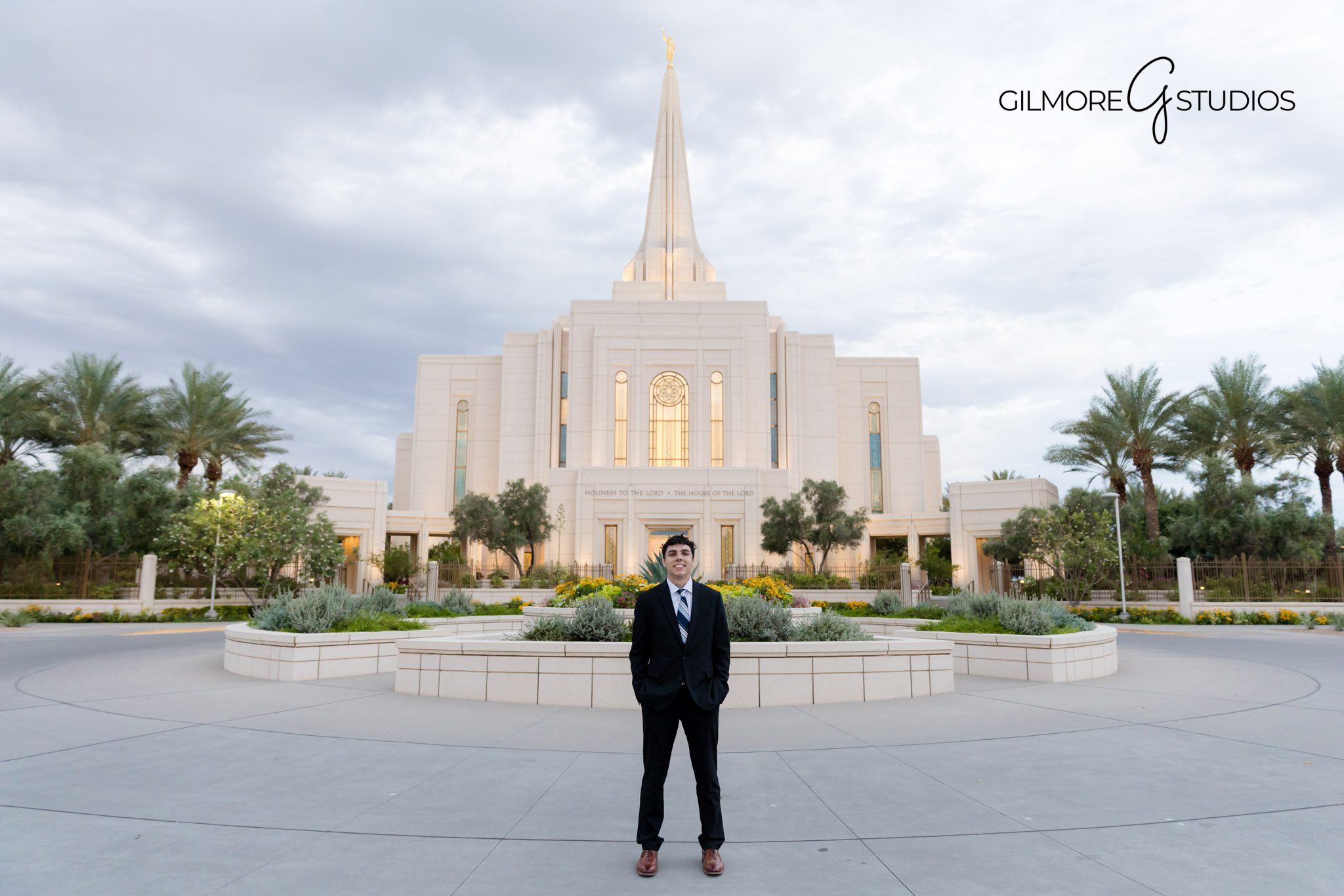 LDS missionary portrait at Gilbert Arizona Temple by local photographer
LDS missionary photo session with Gilbert AZ temple in background
Elder missionary in suit at Gilbert Temple portrait session
LDS missionary photography at Arizona Gilbert Temple location