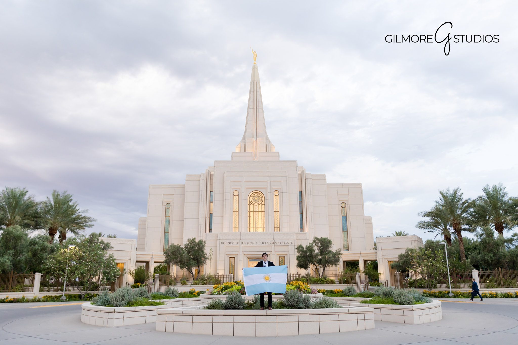LDS elder smiling for portrait near temple grounds Gilbert AZ
Arizona LDS missionary portrait session with local photographer