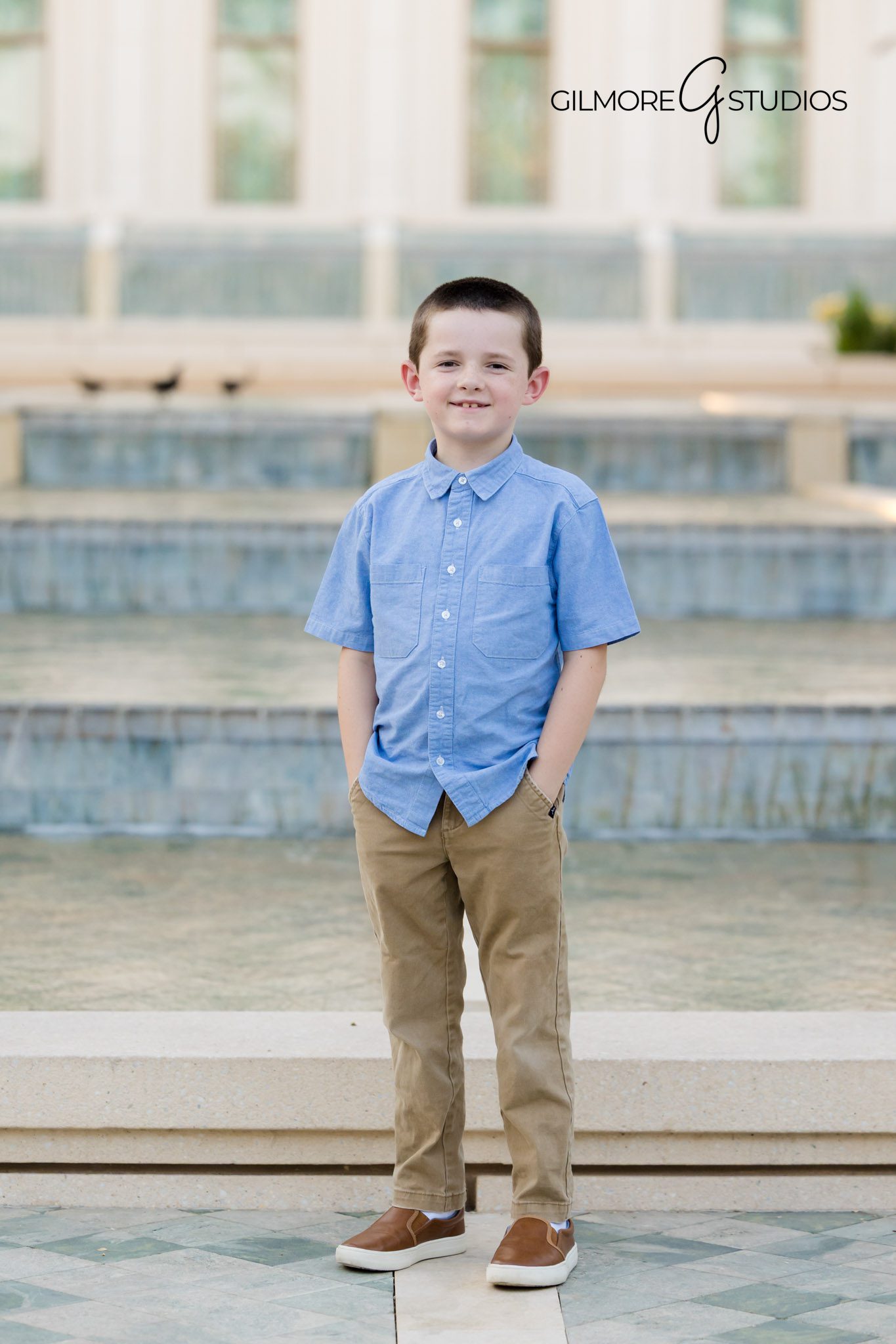 Arizona LDS Temple family photographer with children, Family photography Gilbert AZ LDS Temple portraits near fountain