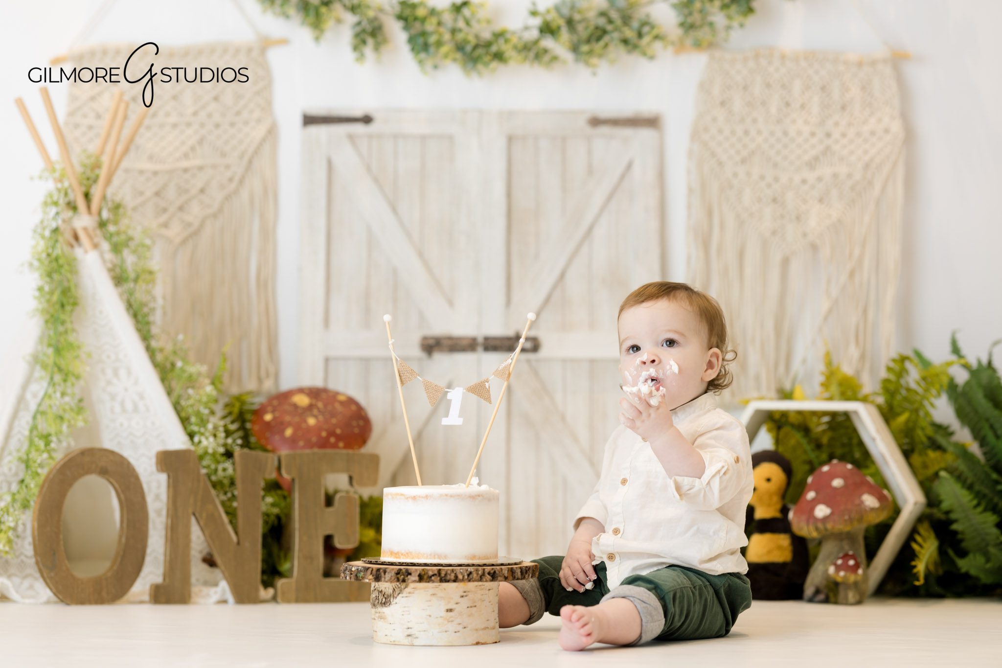 Baby first birthday cake smash portraits Newport Beach photography studio, Gilbert AZ professional photographer baby portraits 1st birthday cake smash session