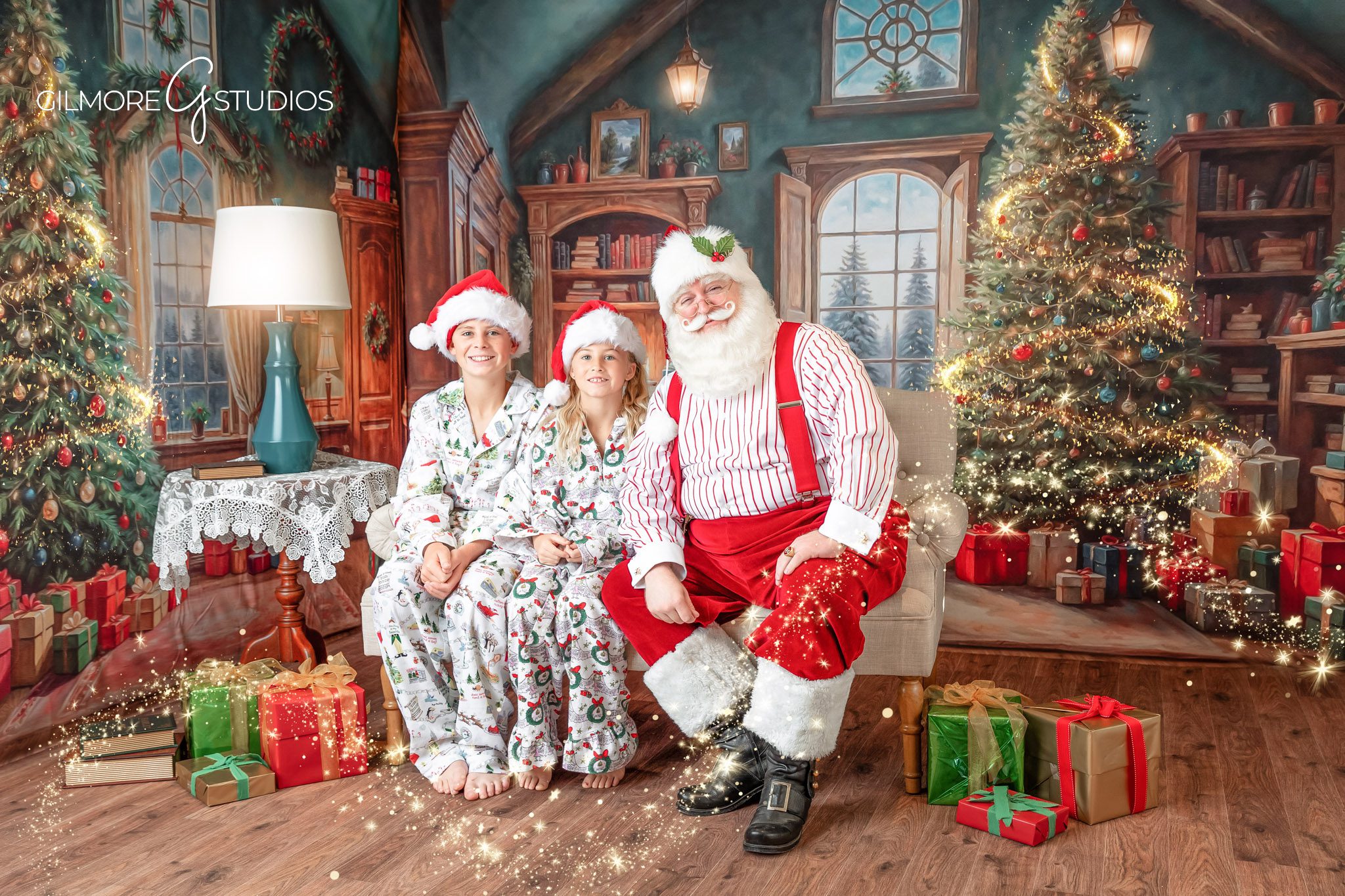 Family Santa Claus photos Orange County CA 2025 holiday mini session, Holiday Santa portraits Costa Mesa Orange County Christmas photography