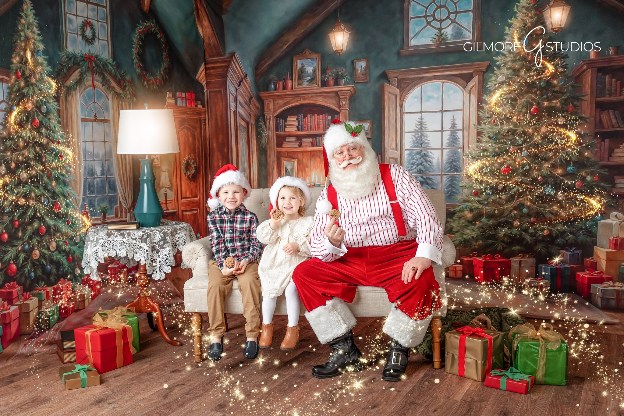 Family Santa Claus portraits Newport Beach Orange County CA holiday session, Professional Santa mini photography Costa Mesa holiday family portraits