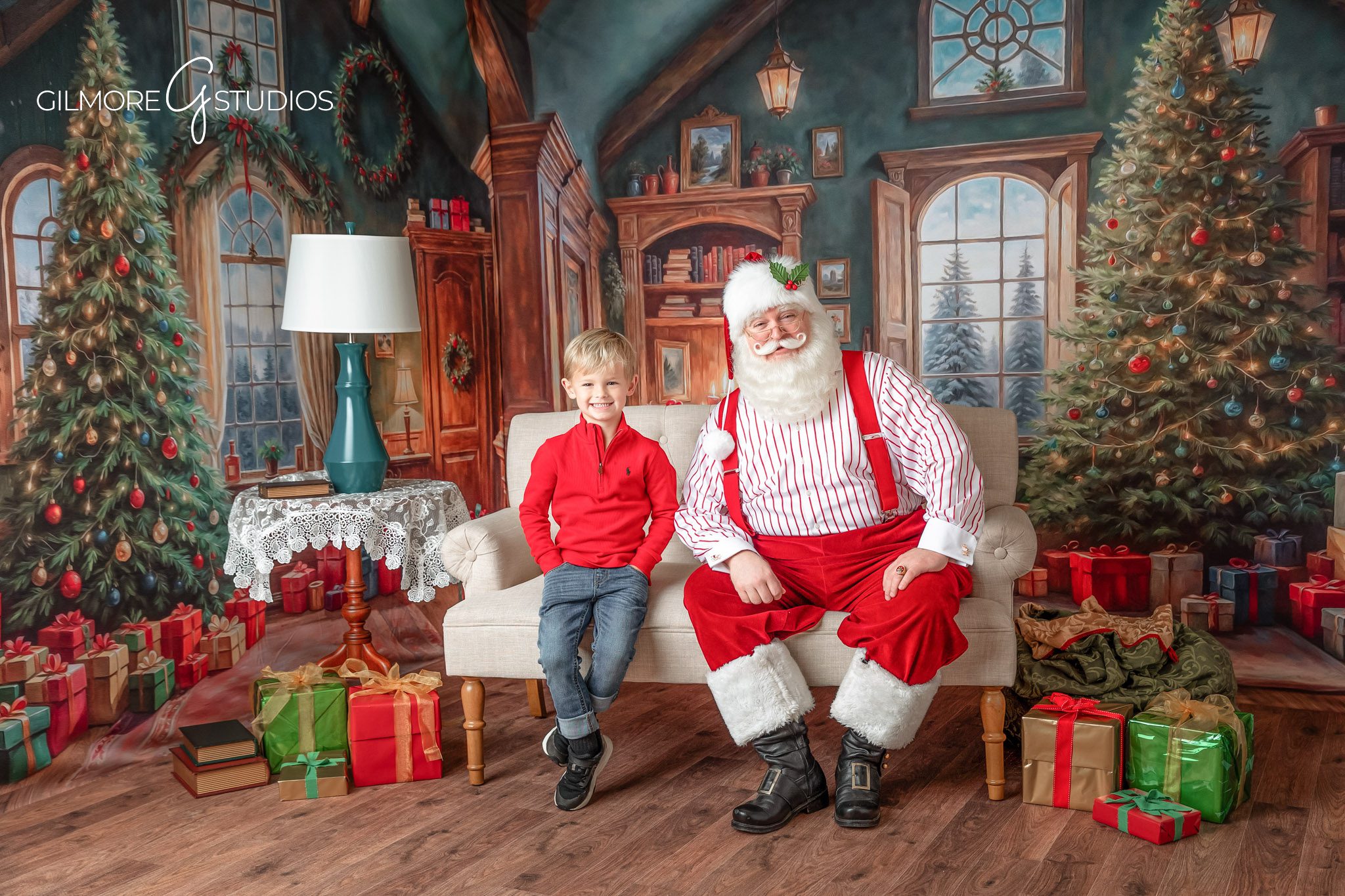 Holiday mini session with Santa Costa Mesa Orange County photographer, Christmas Santa Claus experience Orange County CA holiday portraits