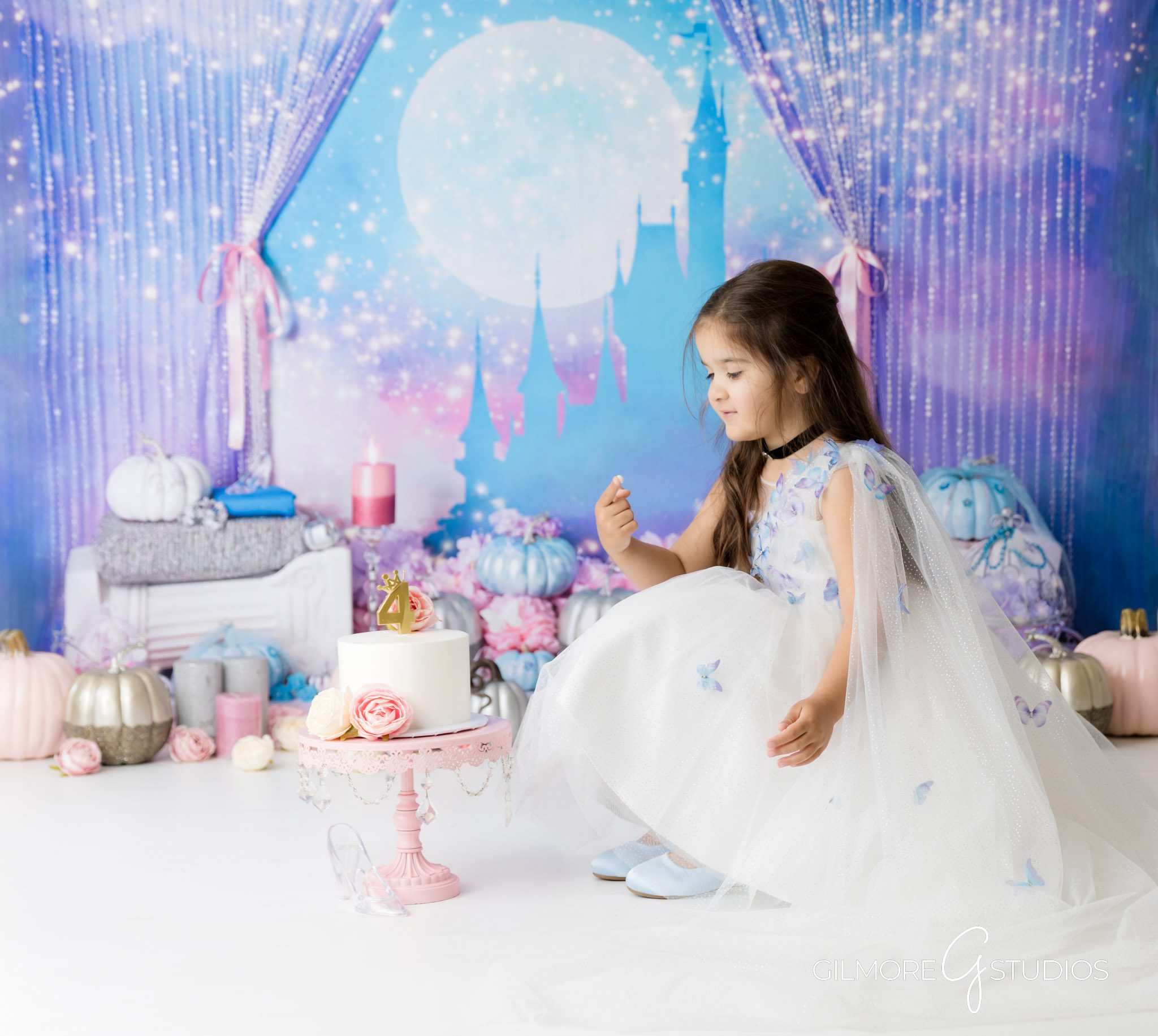 Cinderella 4th birthday portraits Orange County photographer milestone photos, Princess party photoshoot Newport Beach CA fairytale children’s photography