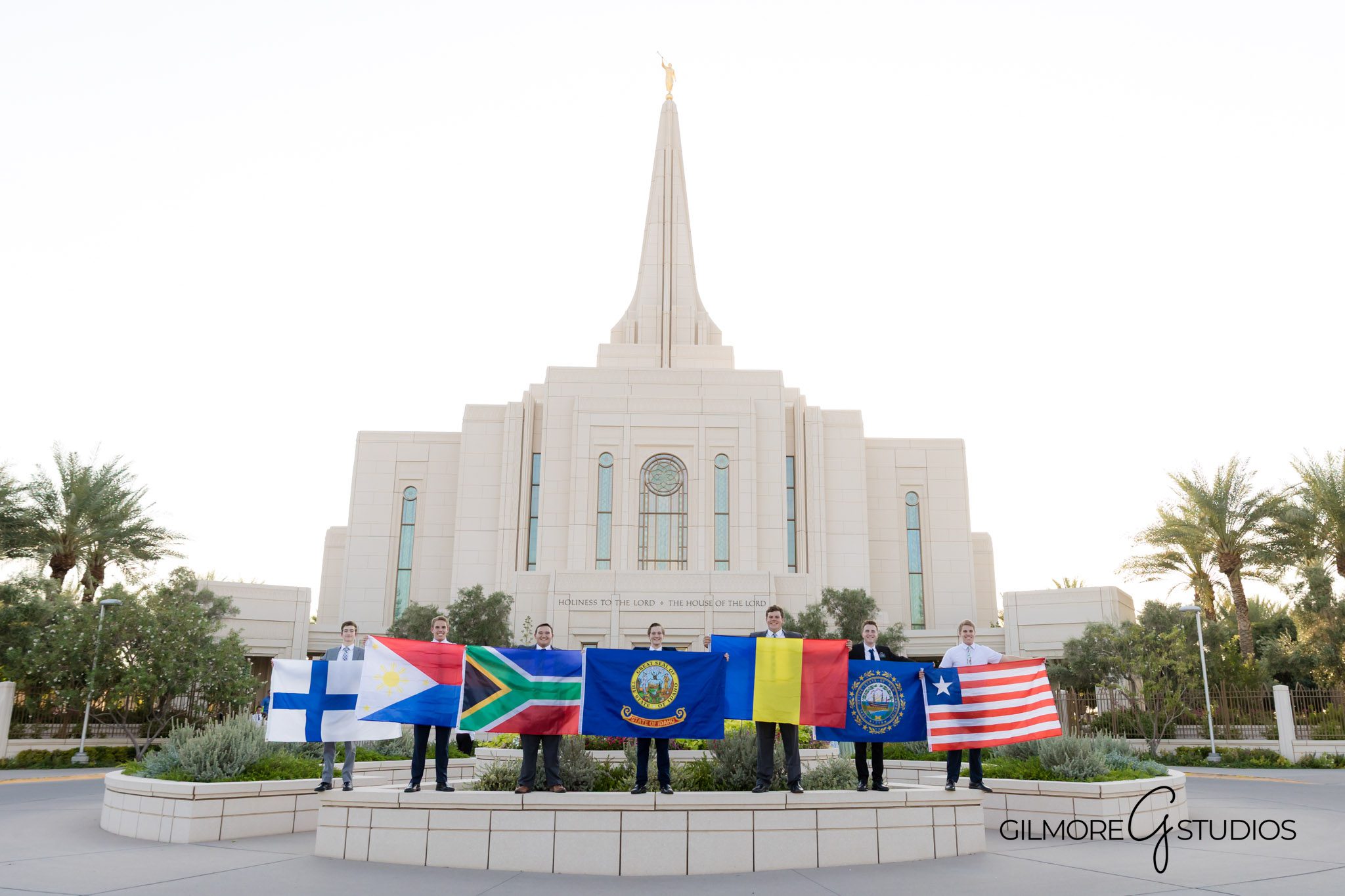 Professional LDS missionary photographer Gilbert Arizona Temple session, LDS missionary photography Gilbert Arizona Temple announcement portraits