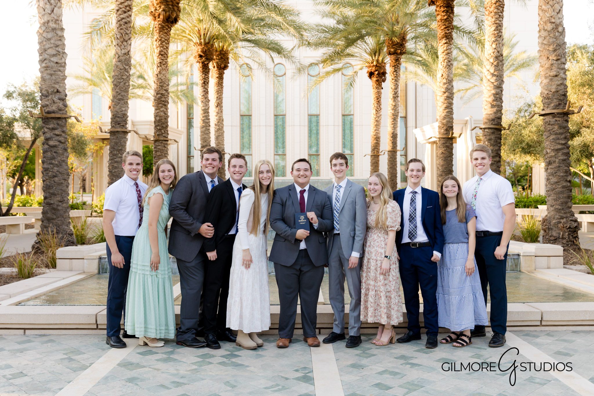 Professional missionary photographer Gilbert AZ LDS Temple family photos, LDS missionary portraits Gilbert Arizona Temple announcement photography