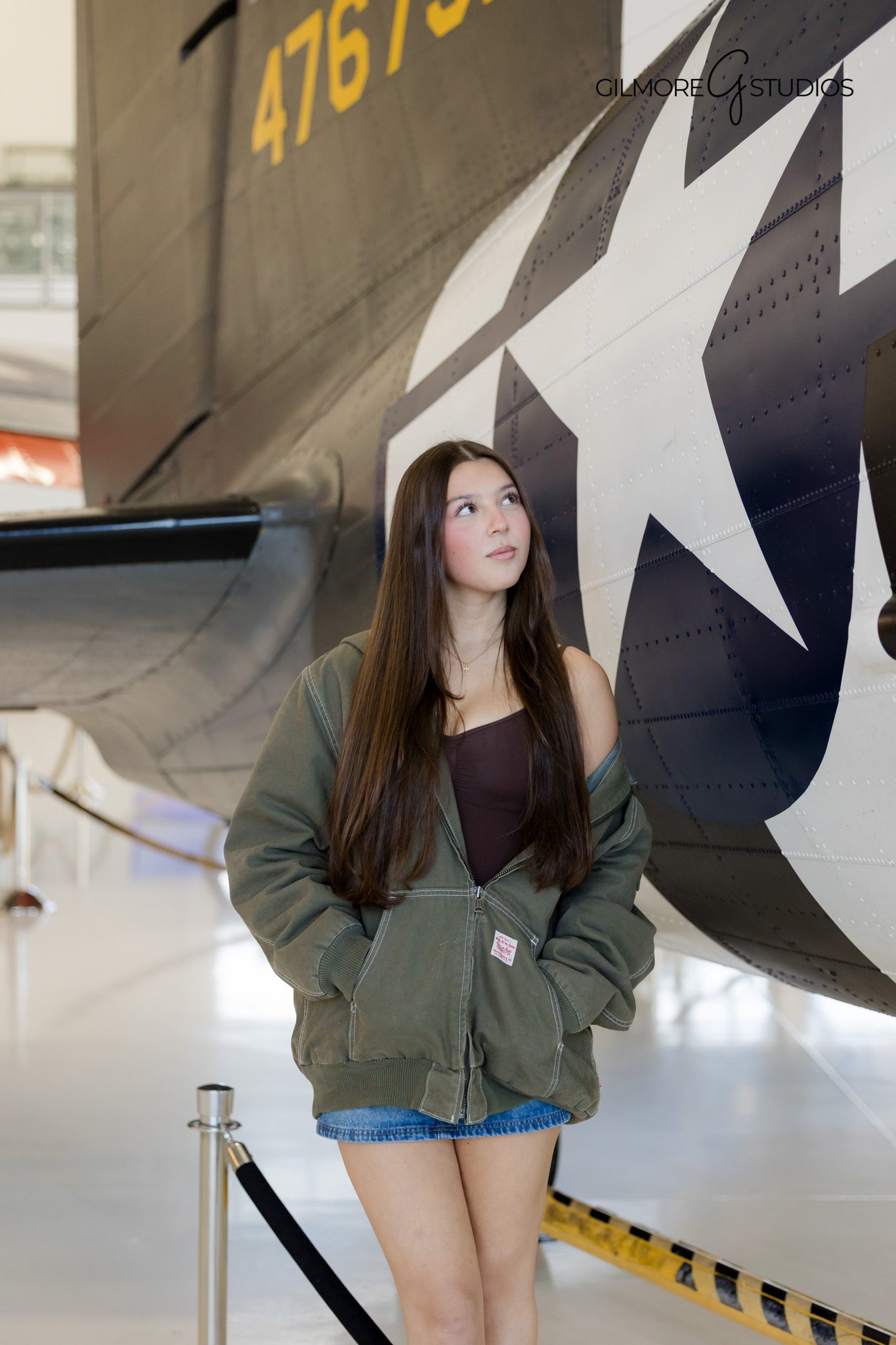 Lyons Museum senior photo with vintage airplane backdrop
Senior portrait session with Orange County photographer inside aircraft museum