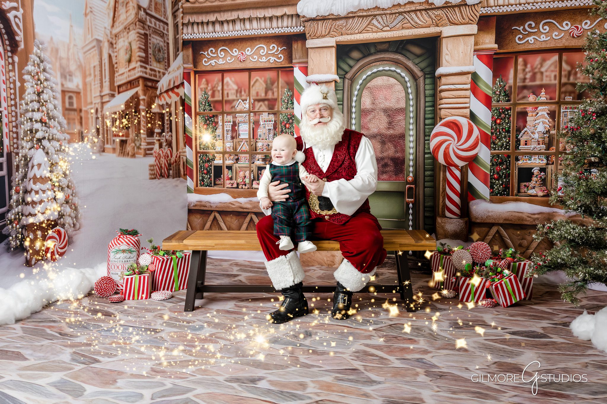 Santa Mini Session portrait photographer capturing holiday magic.

Christmas photography showing siblings whispering secrets to Santa.