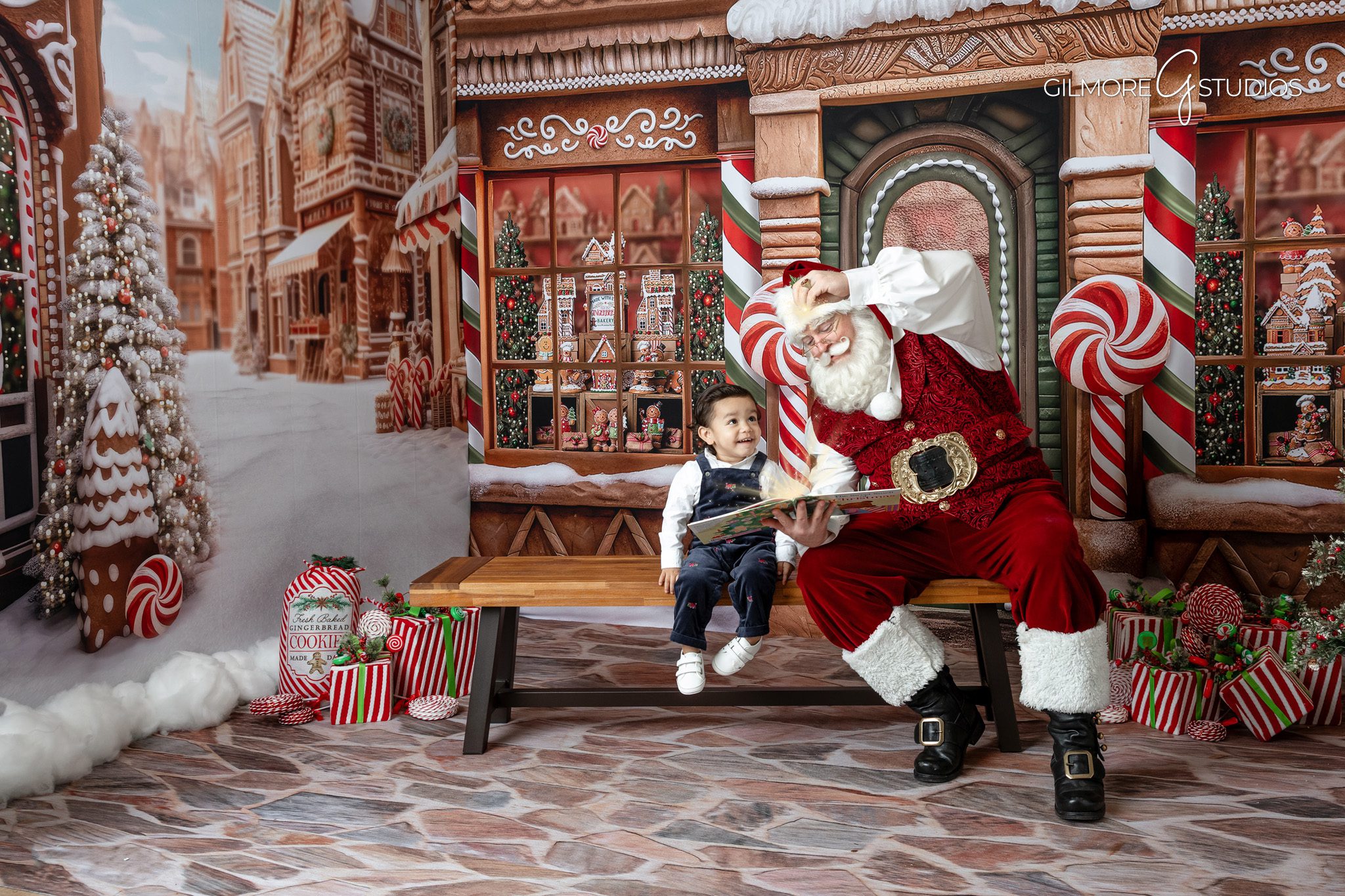 Scottsdale holiday portrait photographer with modern Santa setup.

Phoenix Christmas photo session with Santa reading a holiday book.