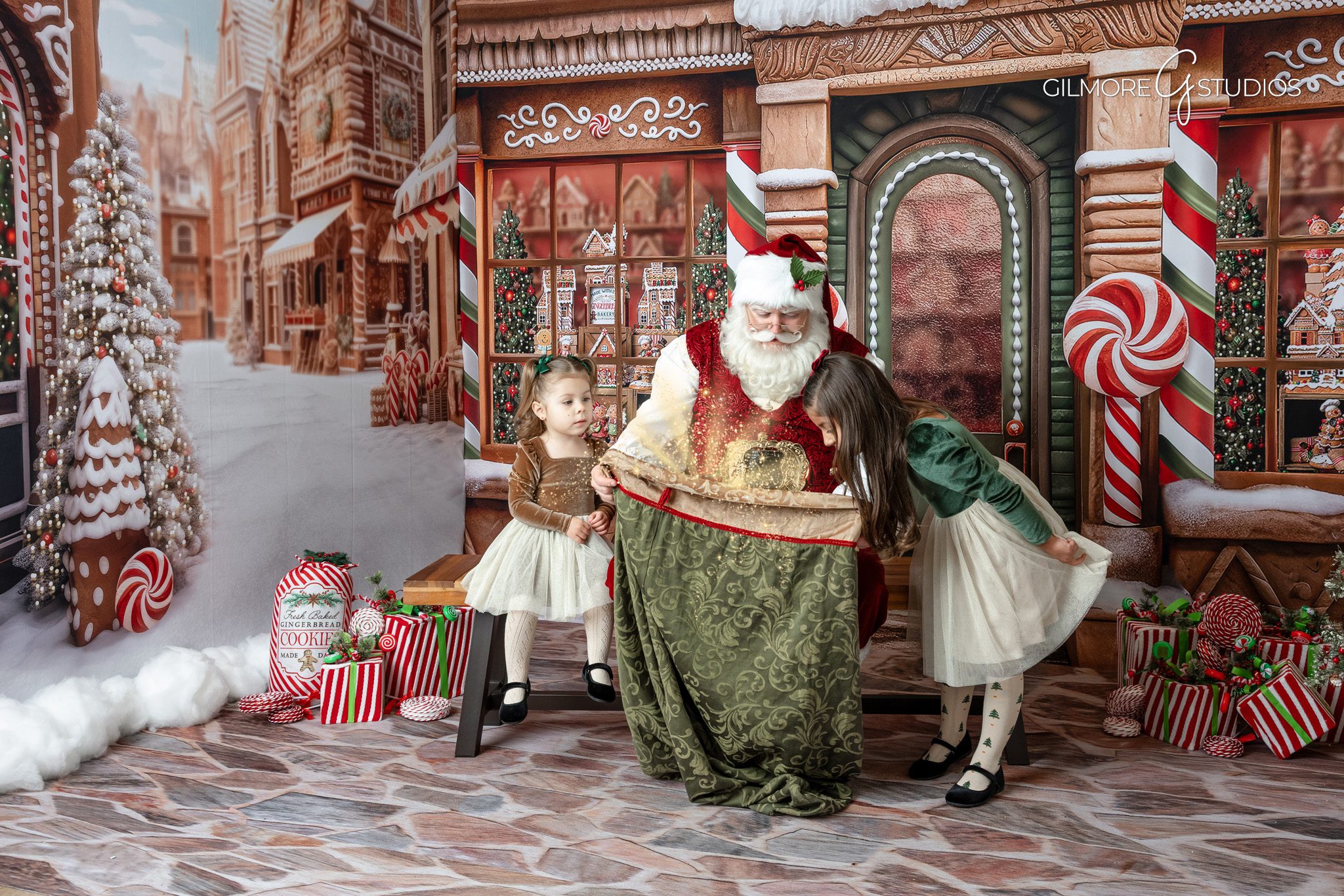 Orange County photographer capturing timeless Santa portrait session.

Tempe Santa mini session photography with bright holiday decor.