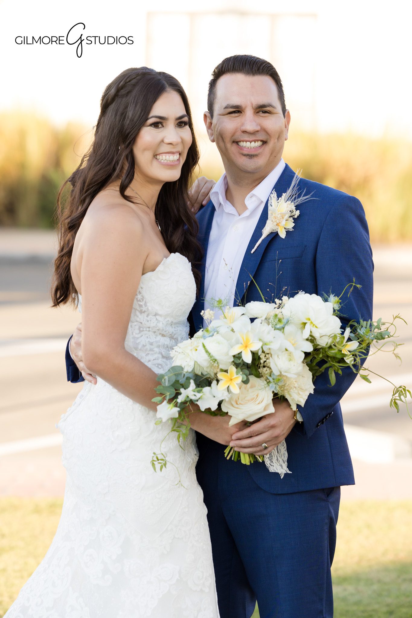 Beach bridal portrait of bride and groom photographed in San Clemente

San Clemente wedding photographer capturing coastal bridal portraits