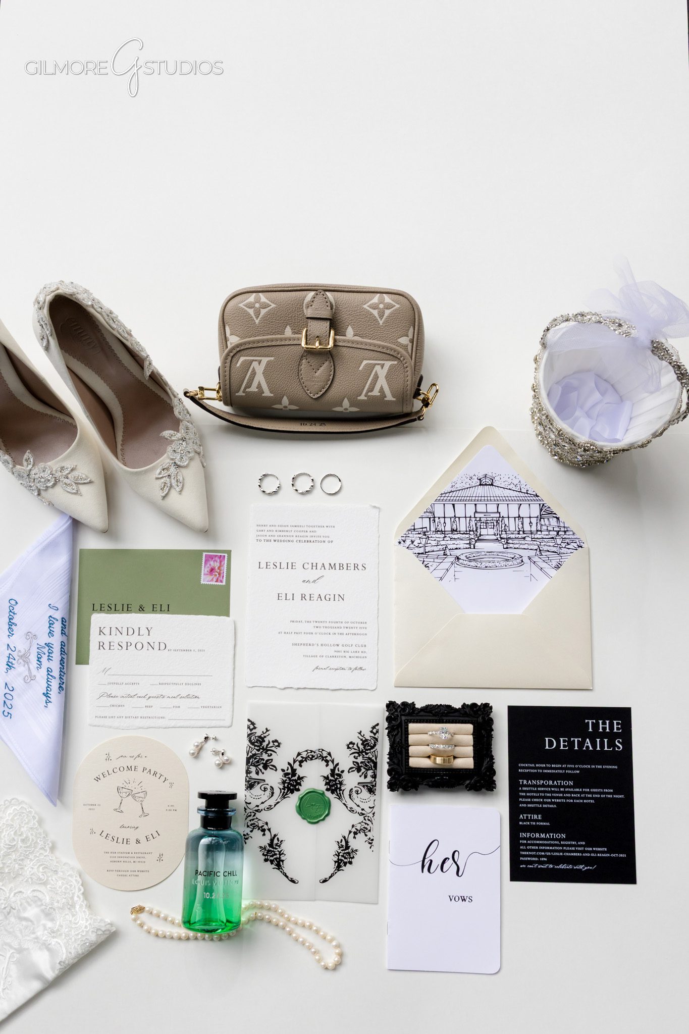 Destination photographer documenting elegant Michigan wedding ceremony outdoors.

Bride portrait photography surrounded by tall pine trees in Michigan.