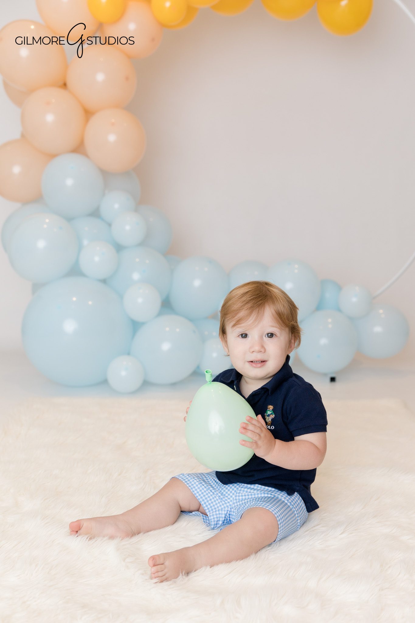Coastal inspired first birthday portraits photographed in Orange County
Baby milestone photography beach theme in Orange County studio