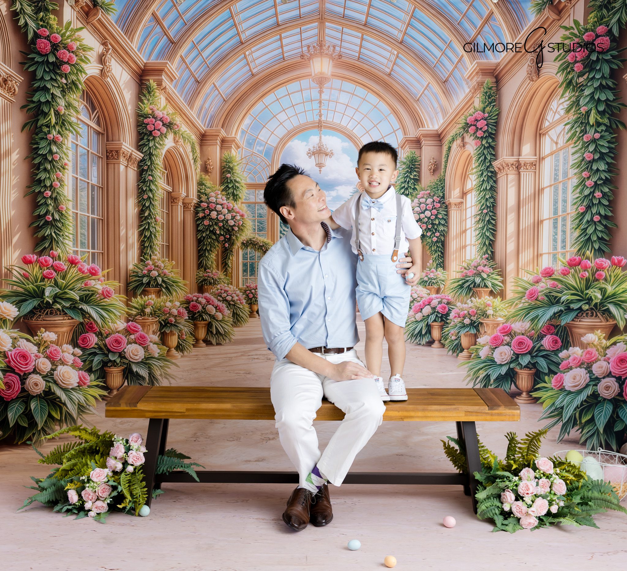 spring family photography Easter mini session Newport Beach portrait
Easter bunny photography baby girl floral backdrop portrait