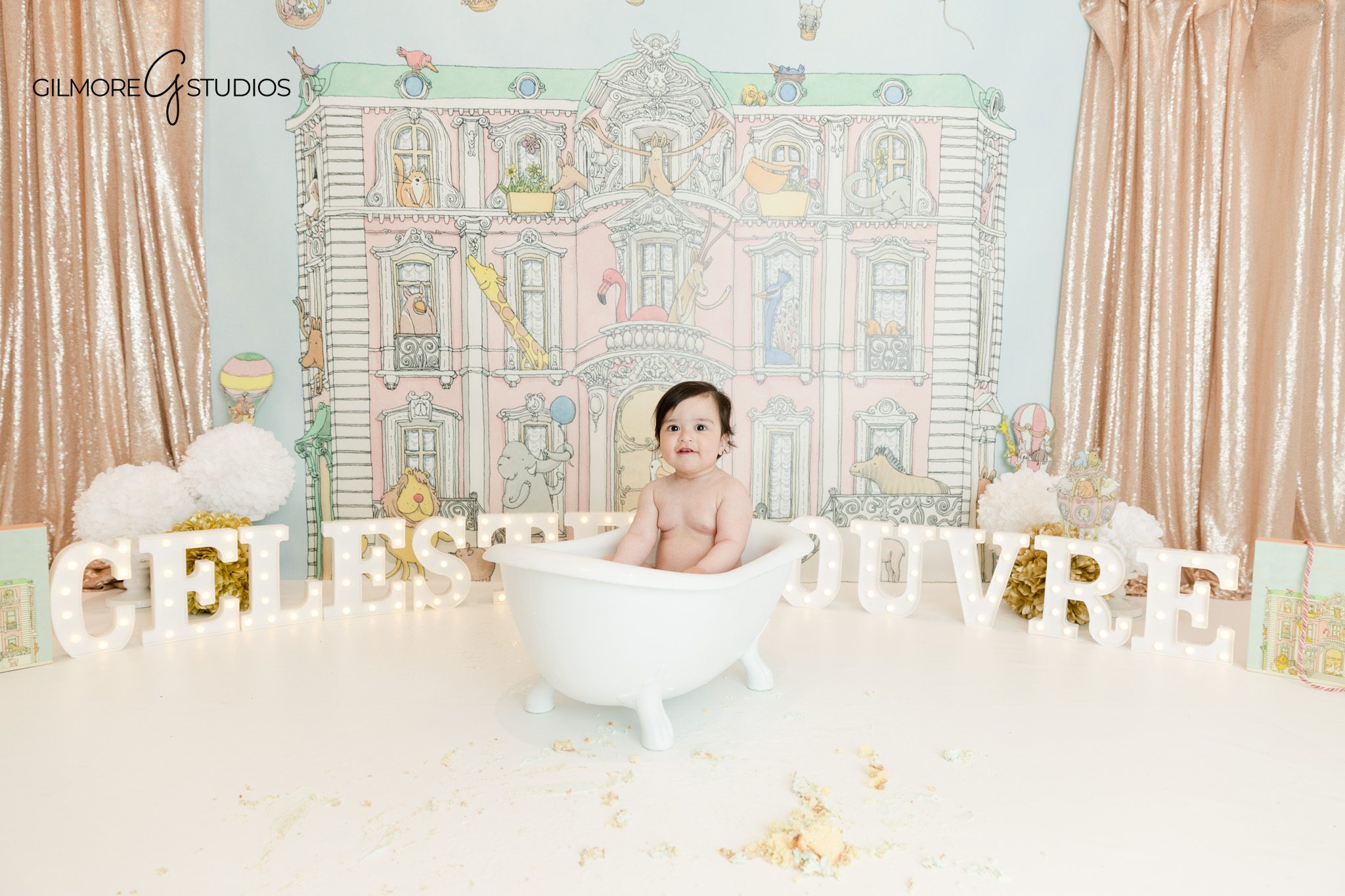 First birthday celebration photos cake smash Phoenix studio
Baby cake smash session Phoenix clean studio aesthetic
