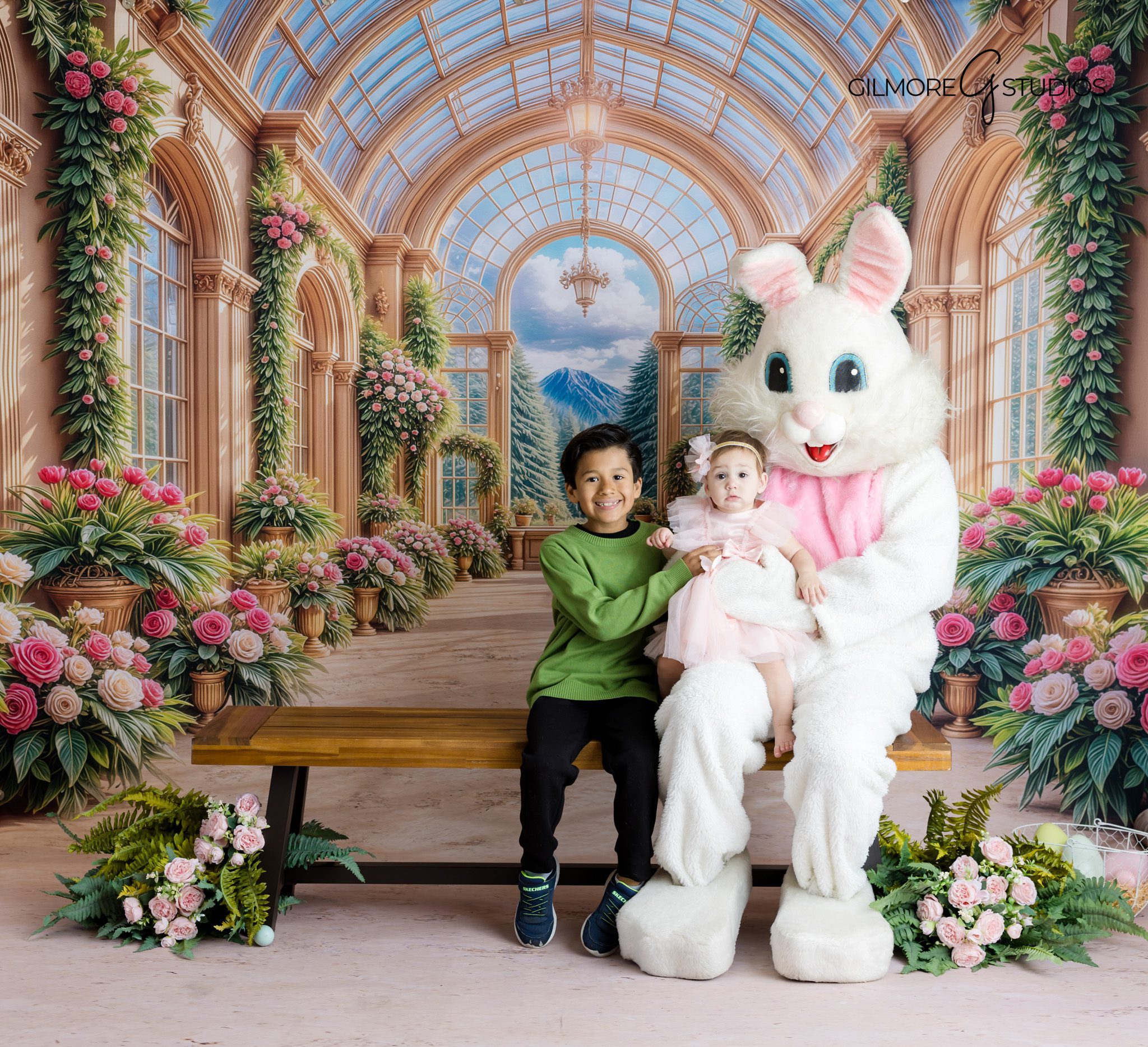 Easter mini session Newport Beach CA baby girl standing near carrots studio | Baby Easter portrait studio Newport Beach
