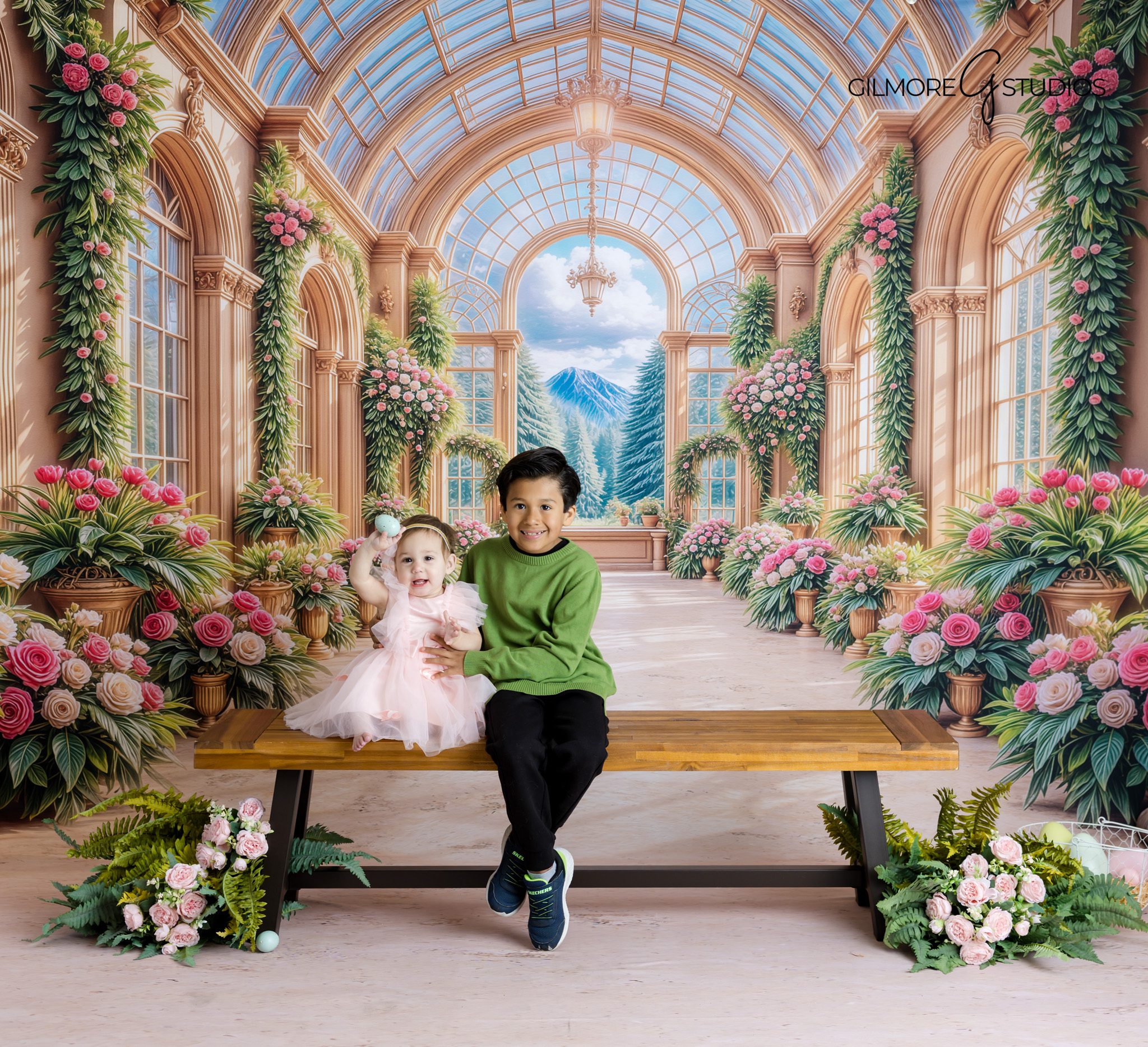 Easter photography Newport Beach CA sibling portrait with bunny and carrots | Easter sibling photo Newport Beach CA