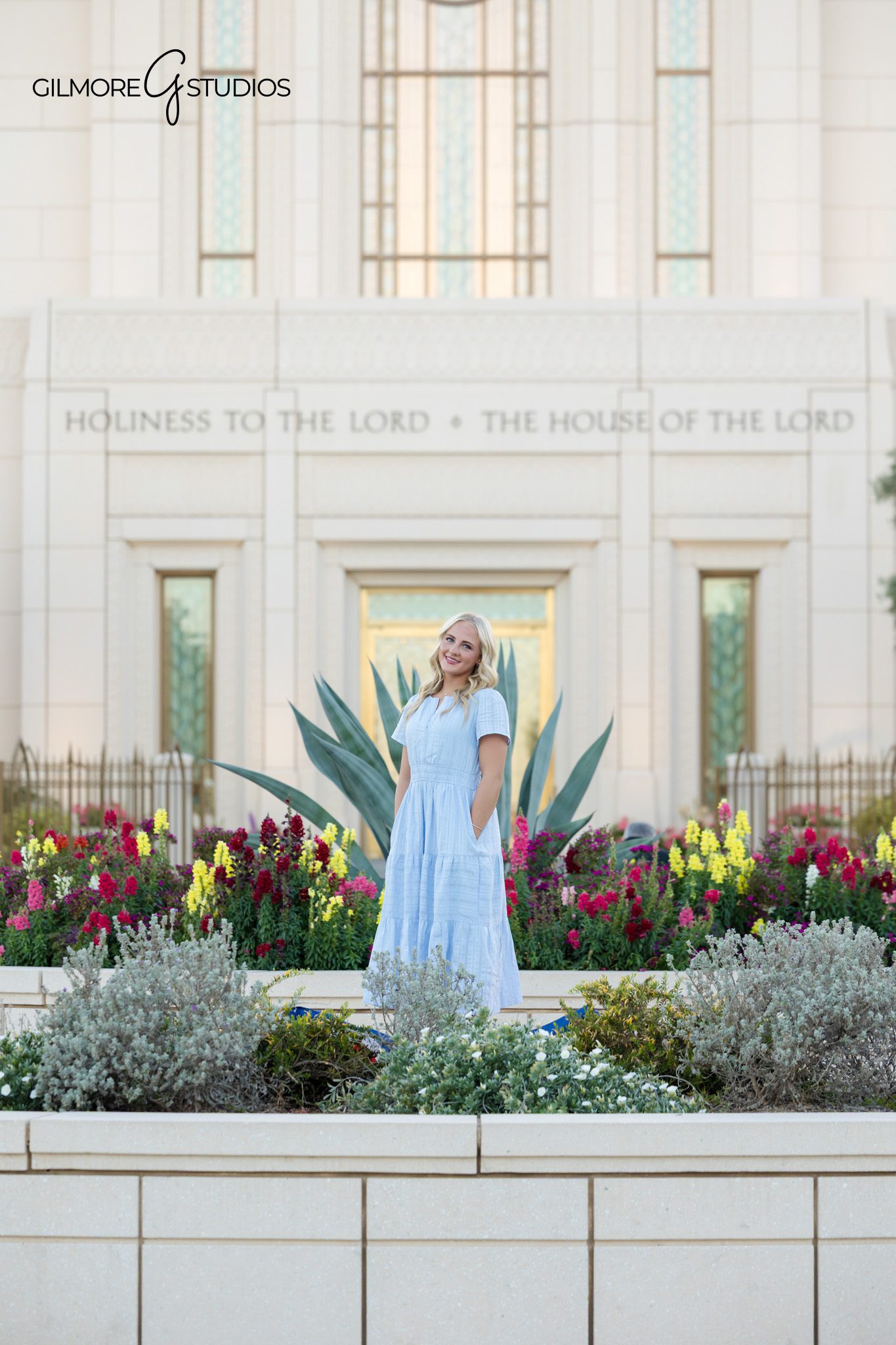 LDS missionary photographer Arizona female portrait temple exterior background | Arizona temple exterior missionary session