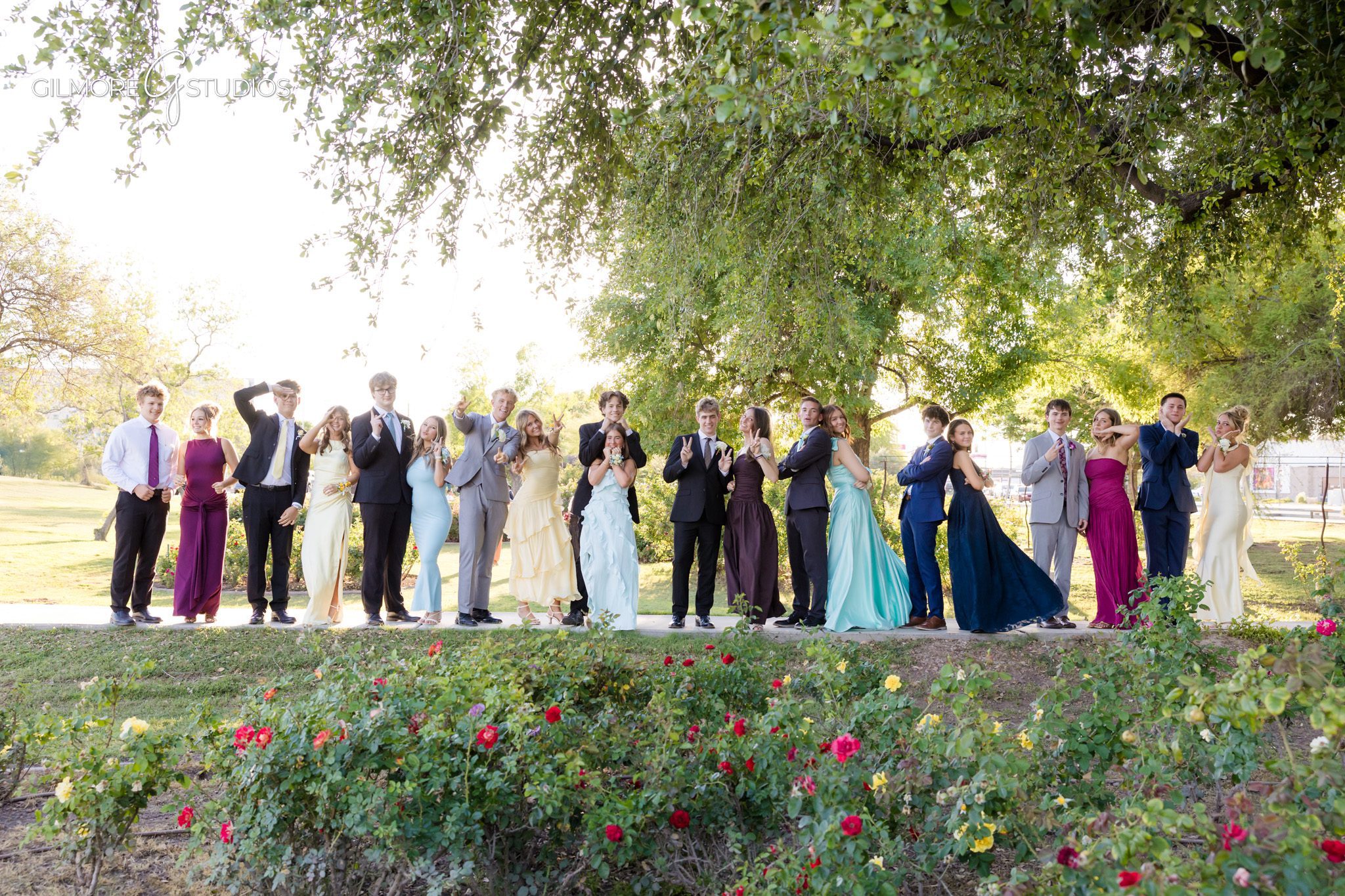 Gilbert AZ prom photographer girls in colorful formal gowns
Gilbert Arizona prom photos stylish friend group portraits