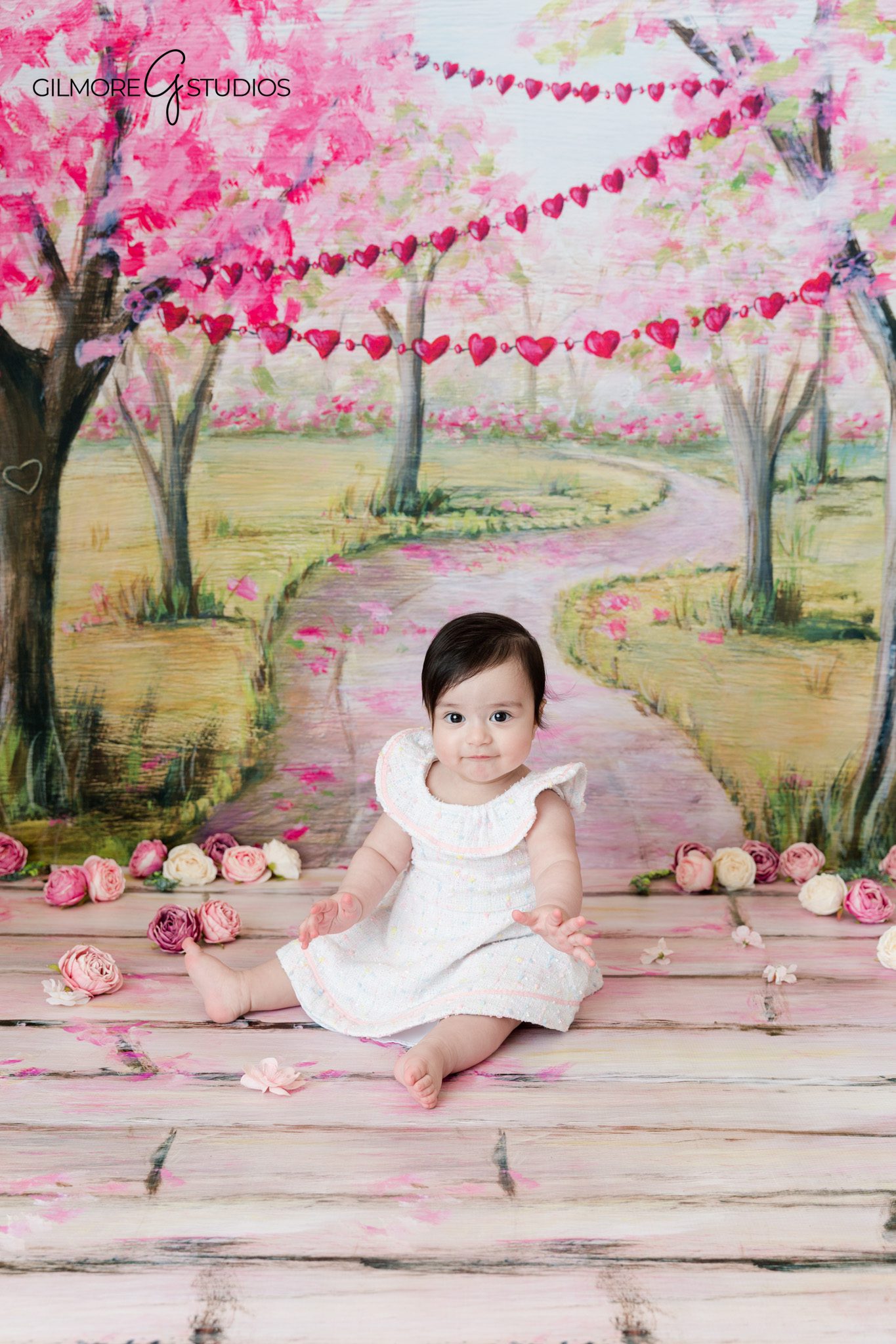 Baby sitting up during a spring milestone session at Gilmore Studios
Orange County baby photographer photographing a sweet sitting-up session
