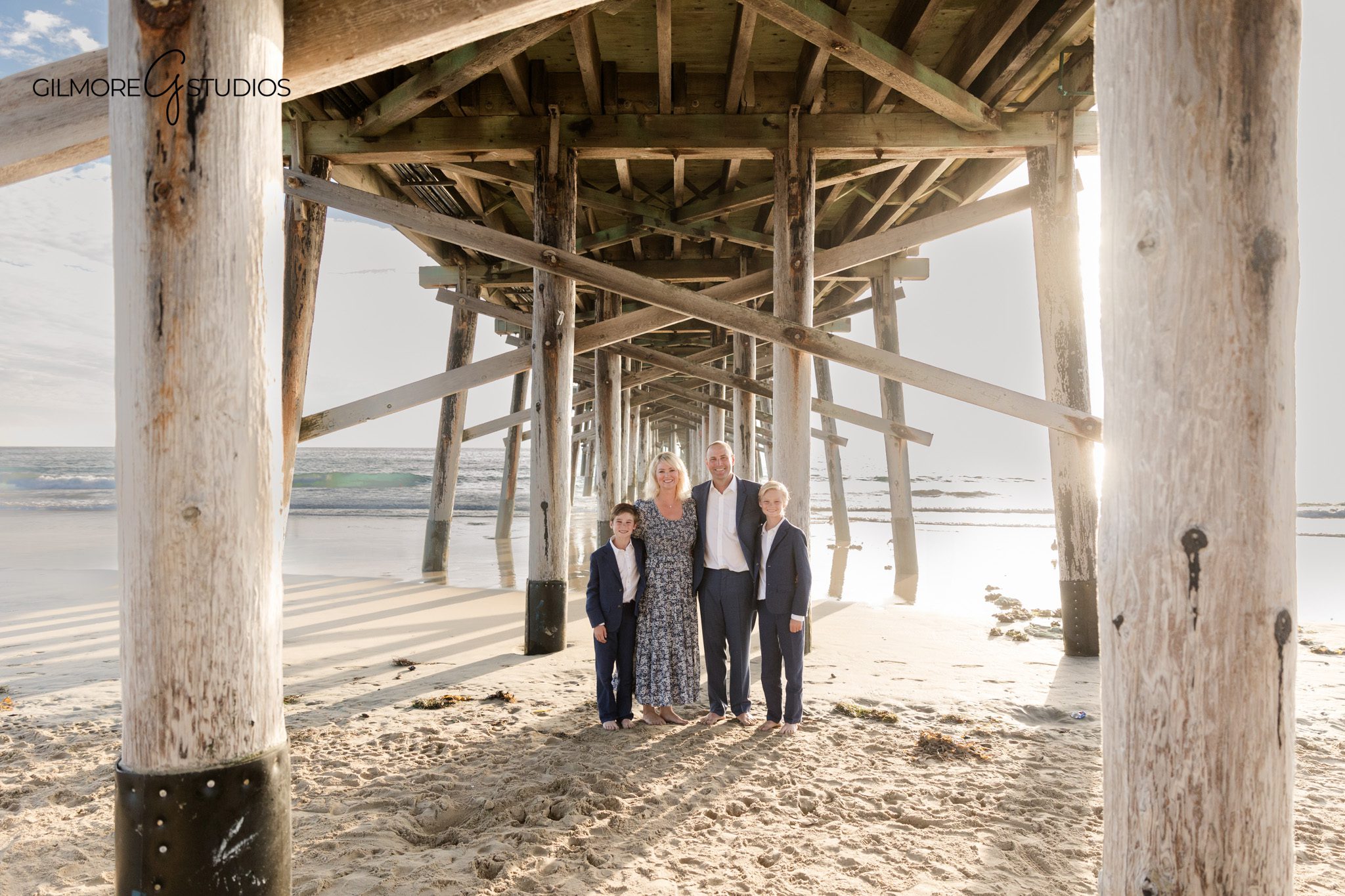 Orange County family portraits at sunset
Newport Pier family session with children