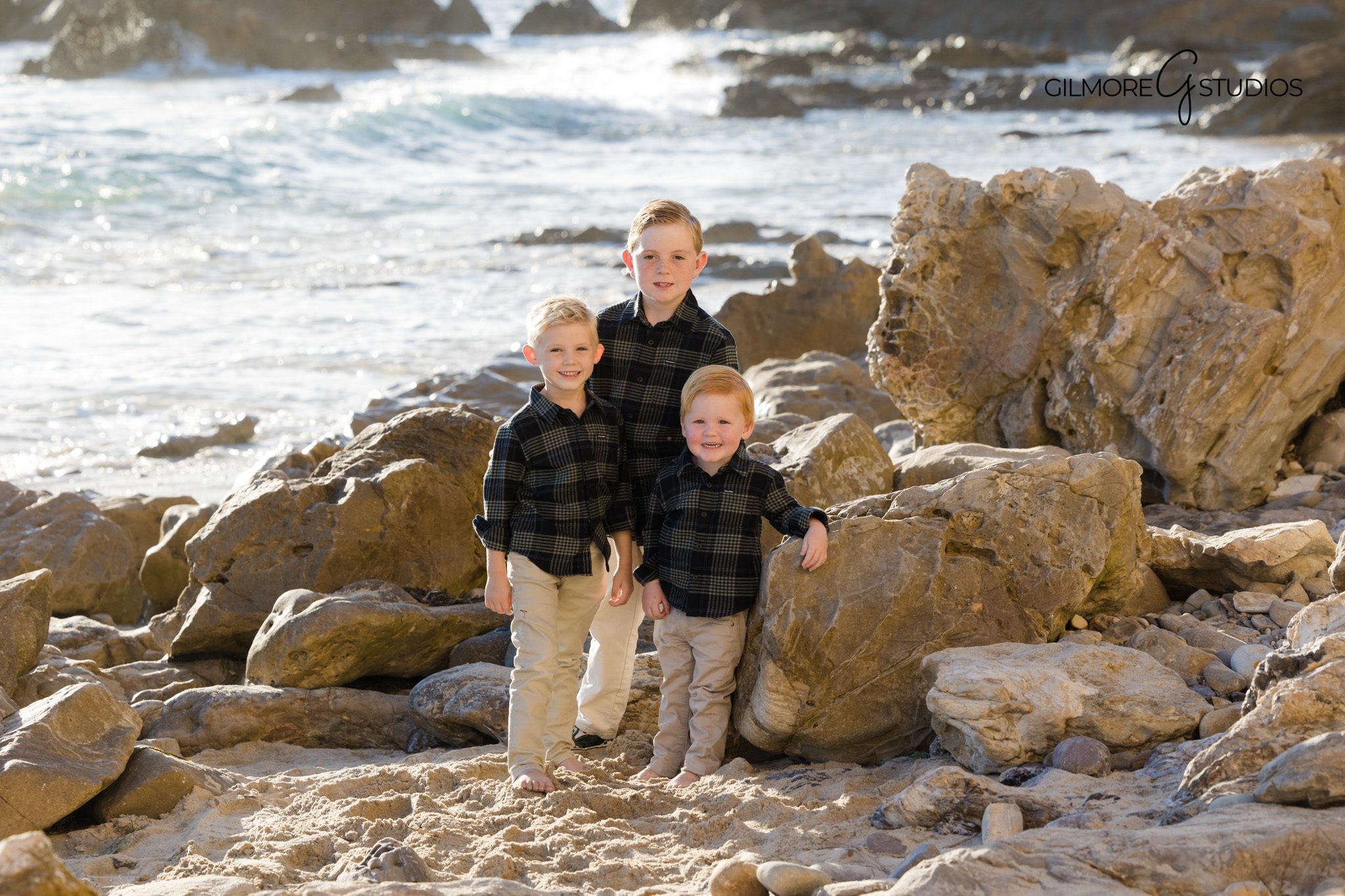 Family portraits near rock formations at Little Corona
Little Corona Beach sunset family photos