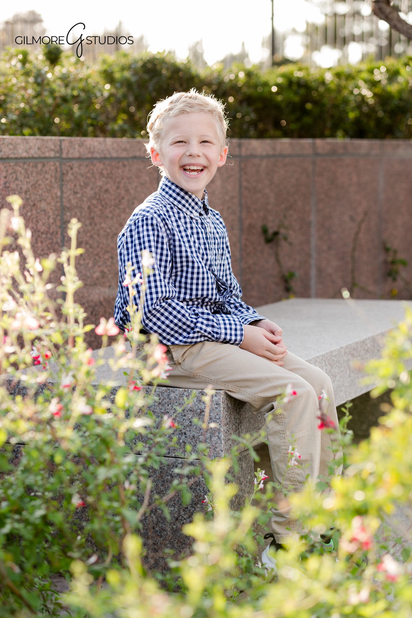 Newport Beach Temple baptism photographer for children
Boy smiling in blue checkered shirt for baptism photos