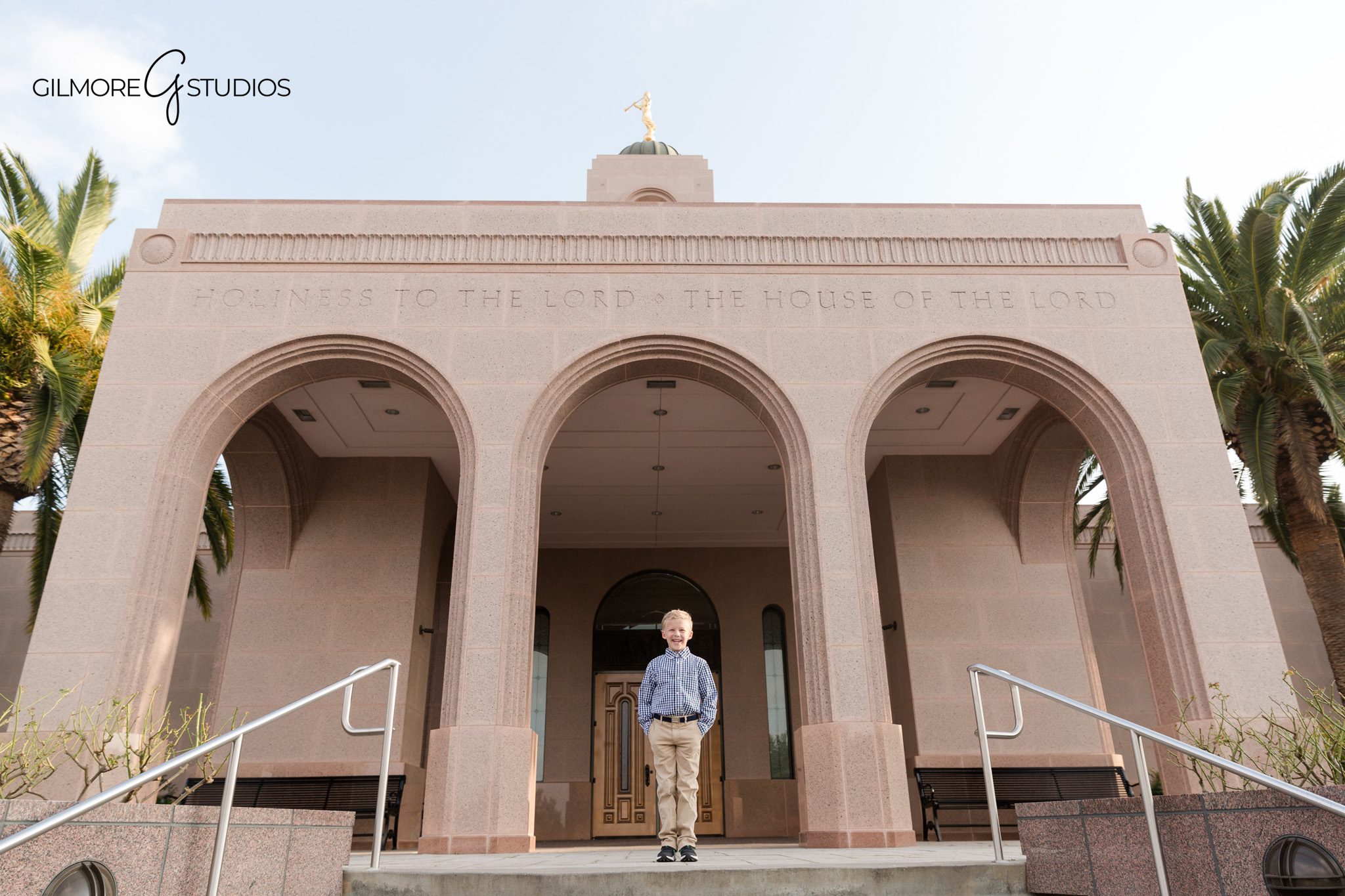 LDS baptism photos with simple classic styling for boys
Boy wearing blazer for Newport Beach Temple baptism portraits