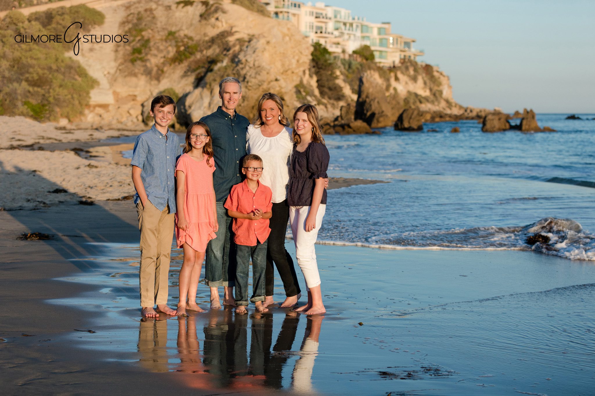 Family walking toward the water at Big Corona Beach in Newport Beach
Big Corona Beach portraits with soft blue hour sky after sunset