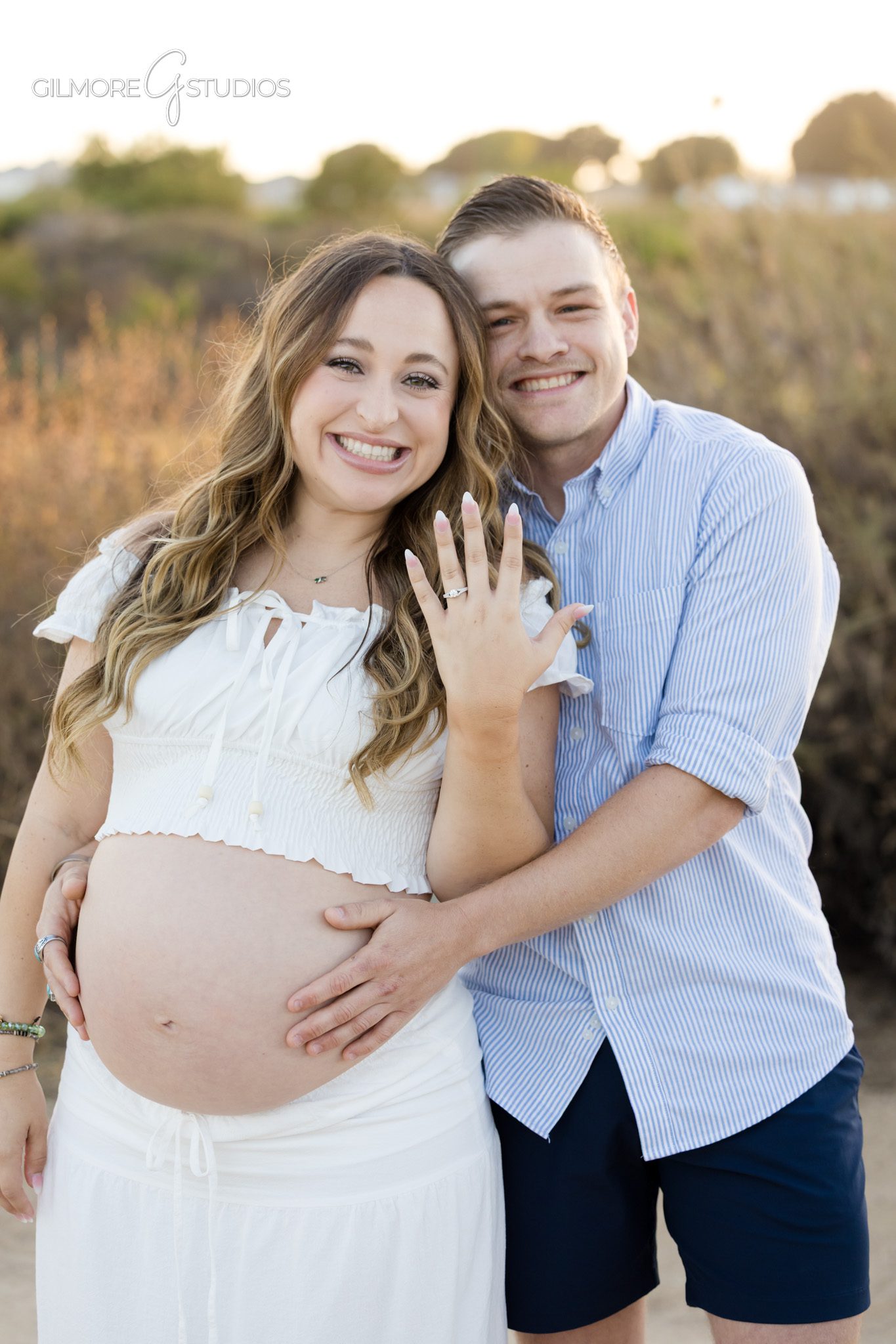 Surprise proposal during Back Bay maternity session with golden hour light
Newport Beach proposal photographer documenting engagement and pregnancy portraits
