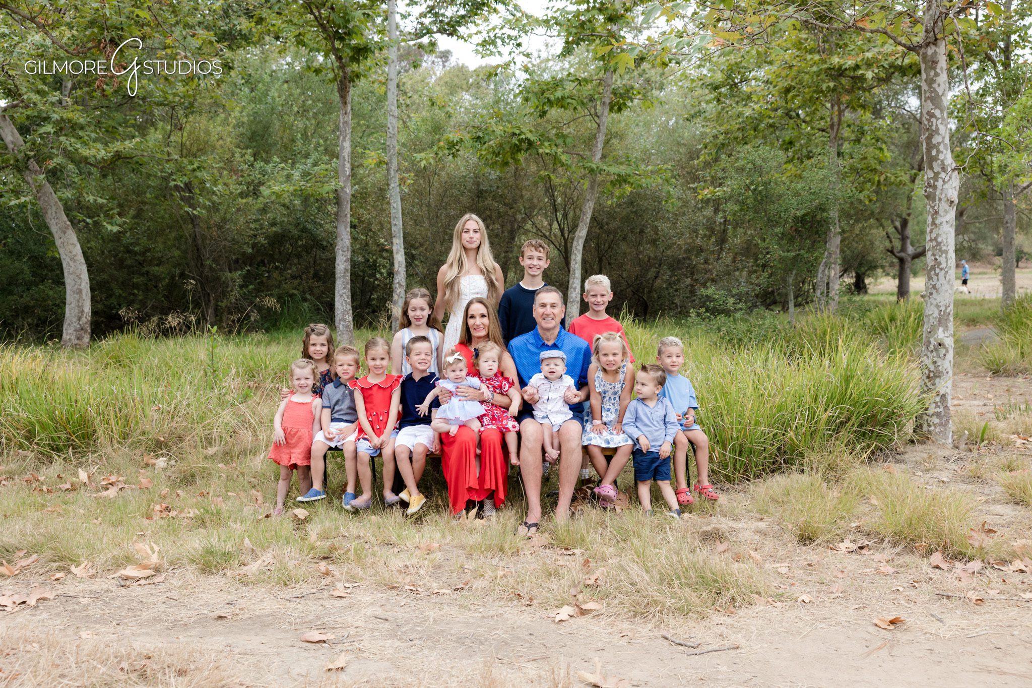 Orange County large family photographer capturing grandparents and cousins
Family reunion photos with multiple generations at Canyon Park
